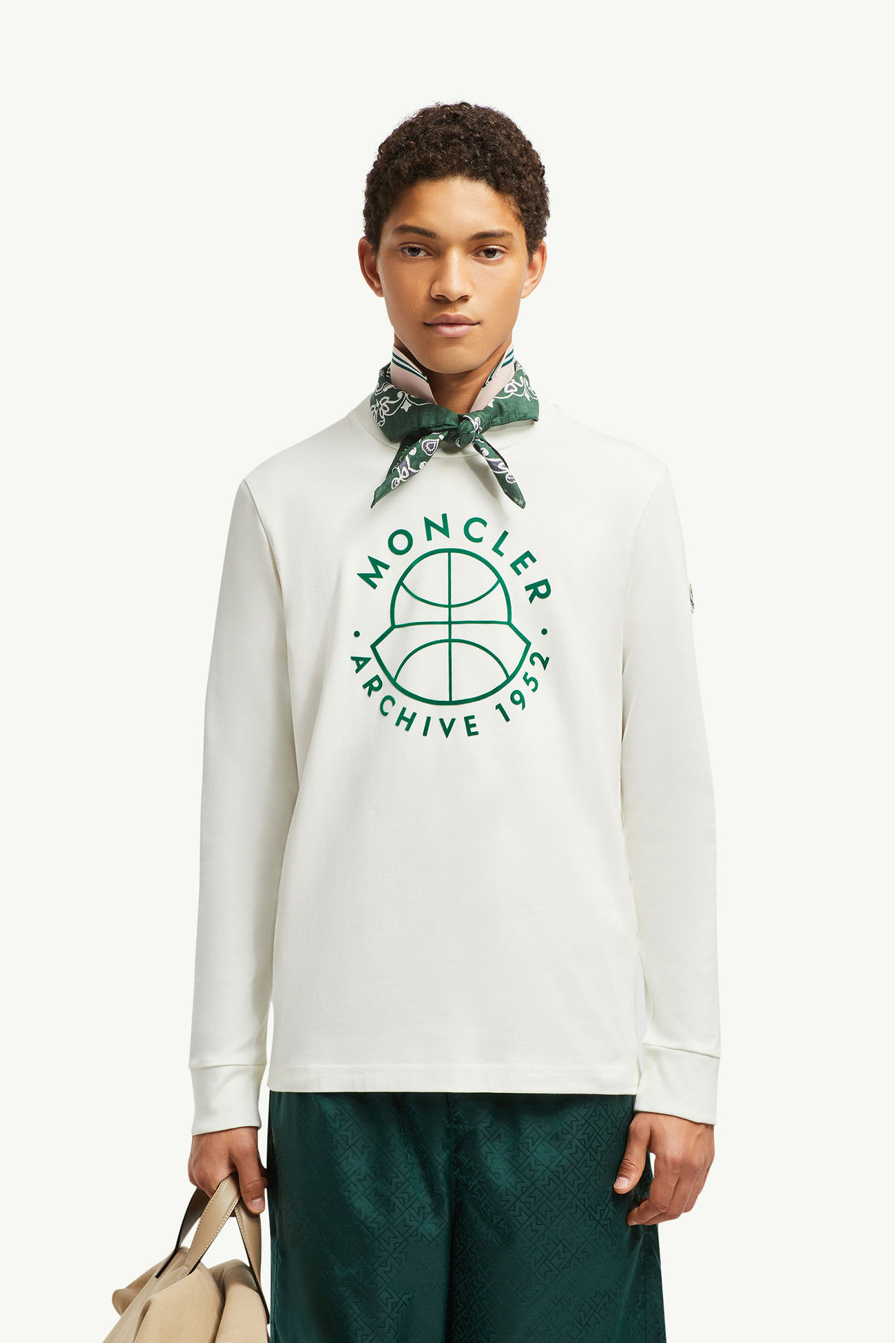 Basketball Logo Long Sleeve T-Shirt Men White Moncler 0