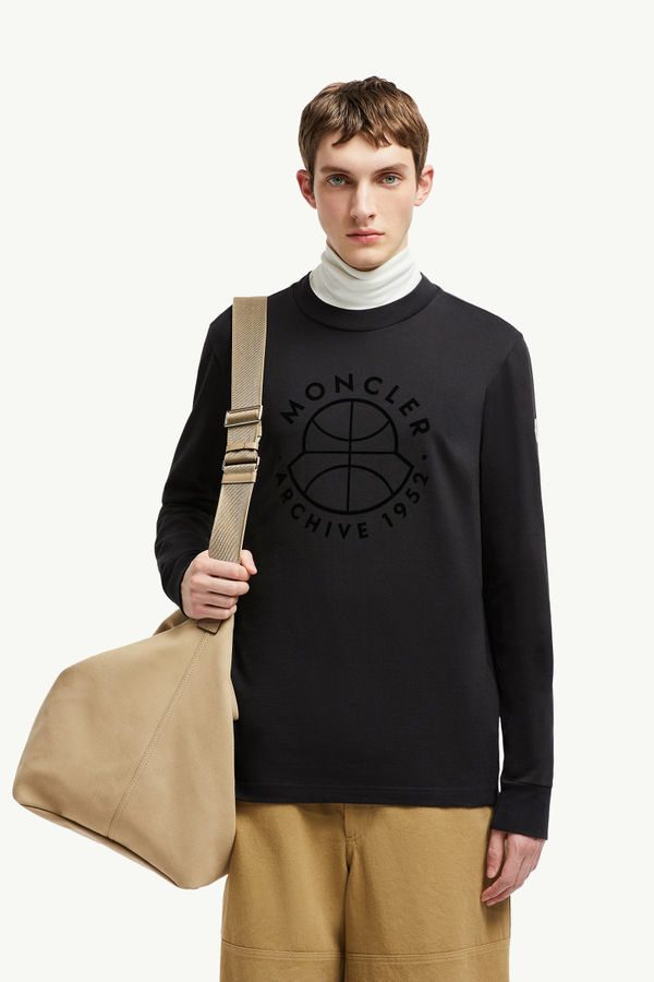 Basketball Logo Long Sleeve T-Shirt Men Black Moncler 0