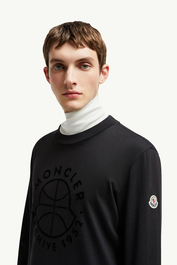 Basketball Logo Long Sleeve T-Shirt Men Black Moncler 1