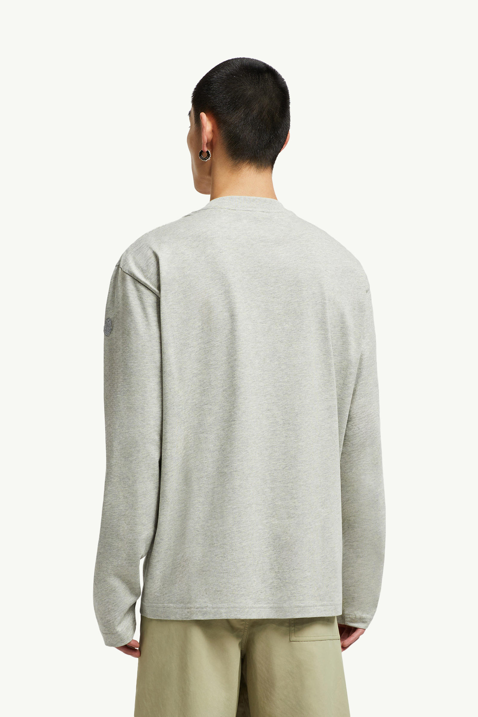 Graffiti Logo Long Sleeve T-shirt Men Light Gray Moncler 4