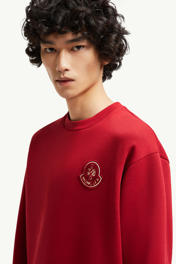 Year of the Snake Sweatshirt aus Neopren mit Aufnäher Herren Rot Moncler 1