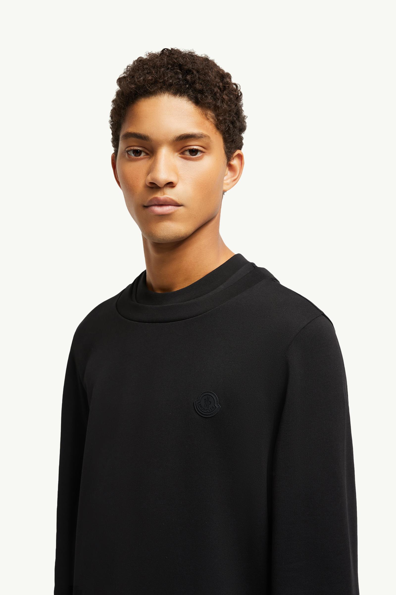 Double Collar Cotton Sweatshirt Men Black Moncler 1