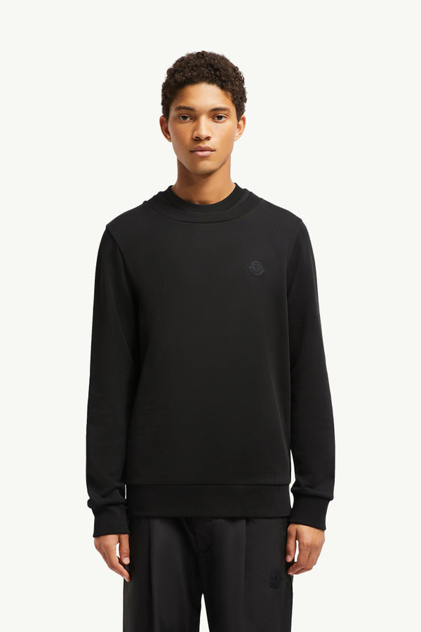 Double Collar Cotton Sweatshirt Men Black Moncler 3