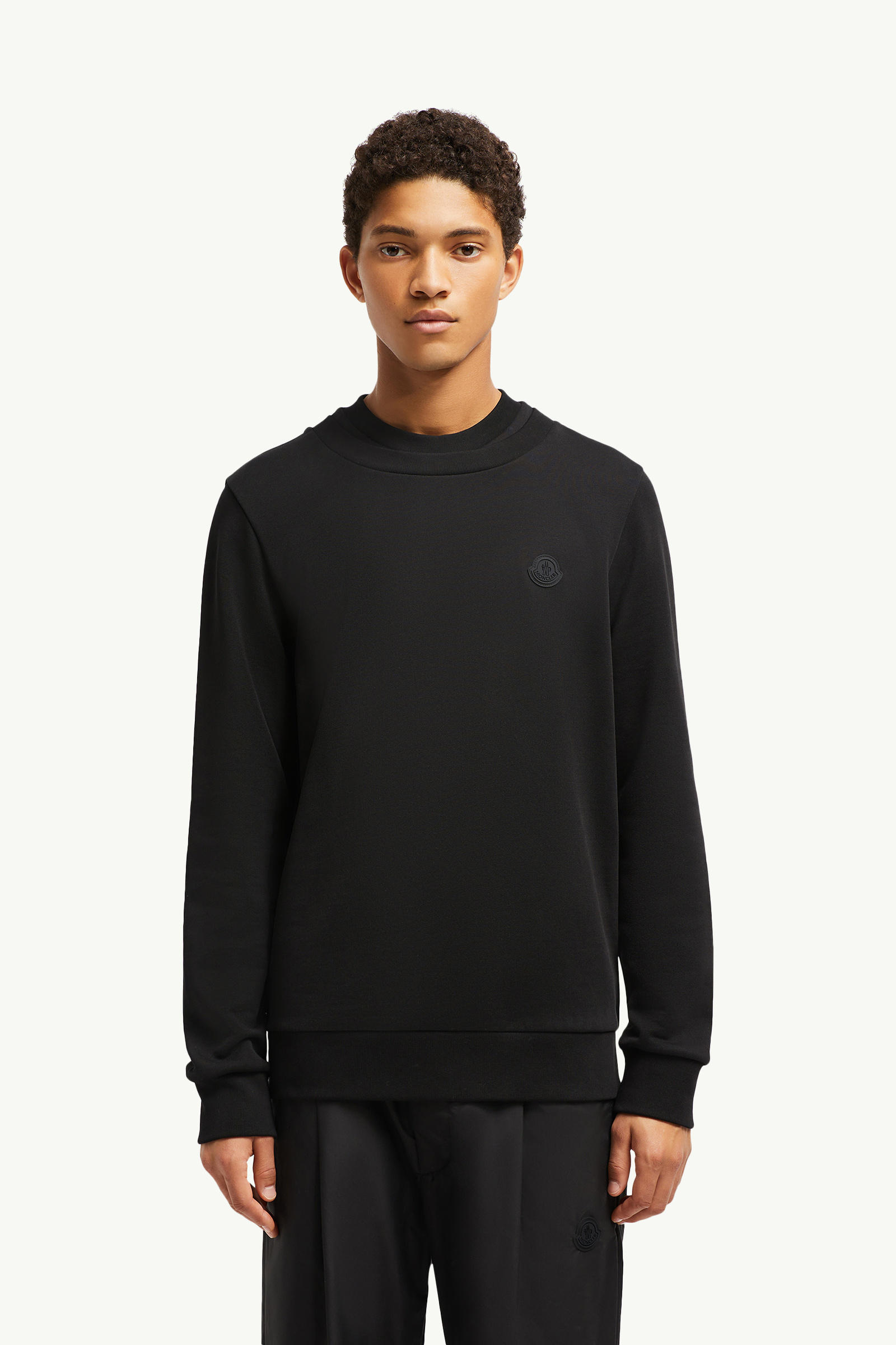 Double Collar Cotton Sweatshirt Men Black Moncler 3