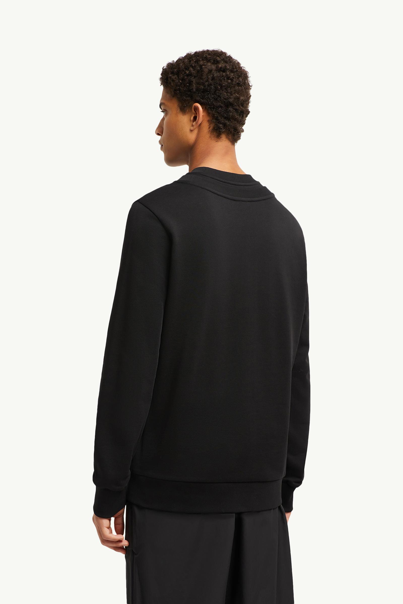 Black Double Collar Cotton Sweatshirt - Sweatshirts for Men