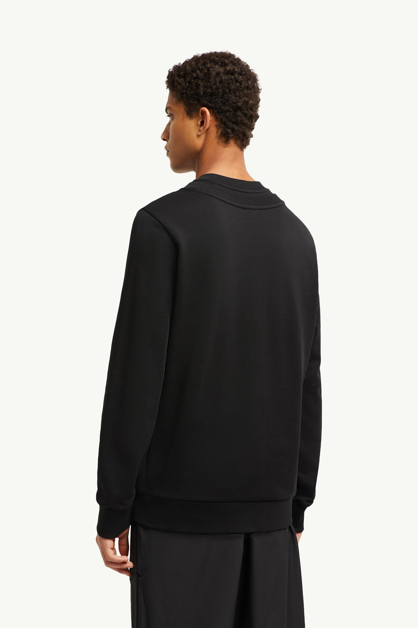 Double Collar Cotton Sweatshirt Men Black Moncler 4