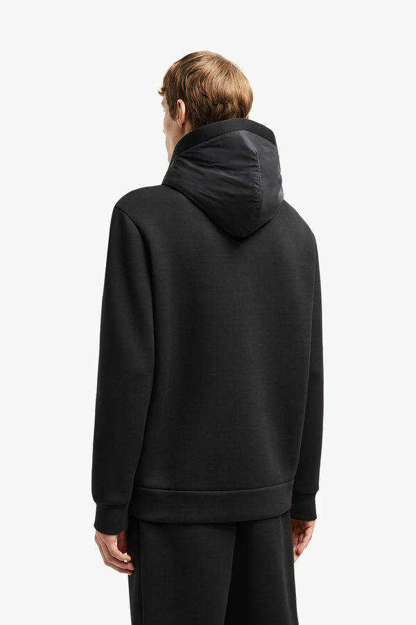 Cardigan zippé en coton et néoprène Hommes Noir Moncler 4