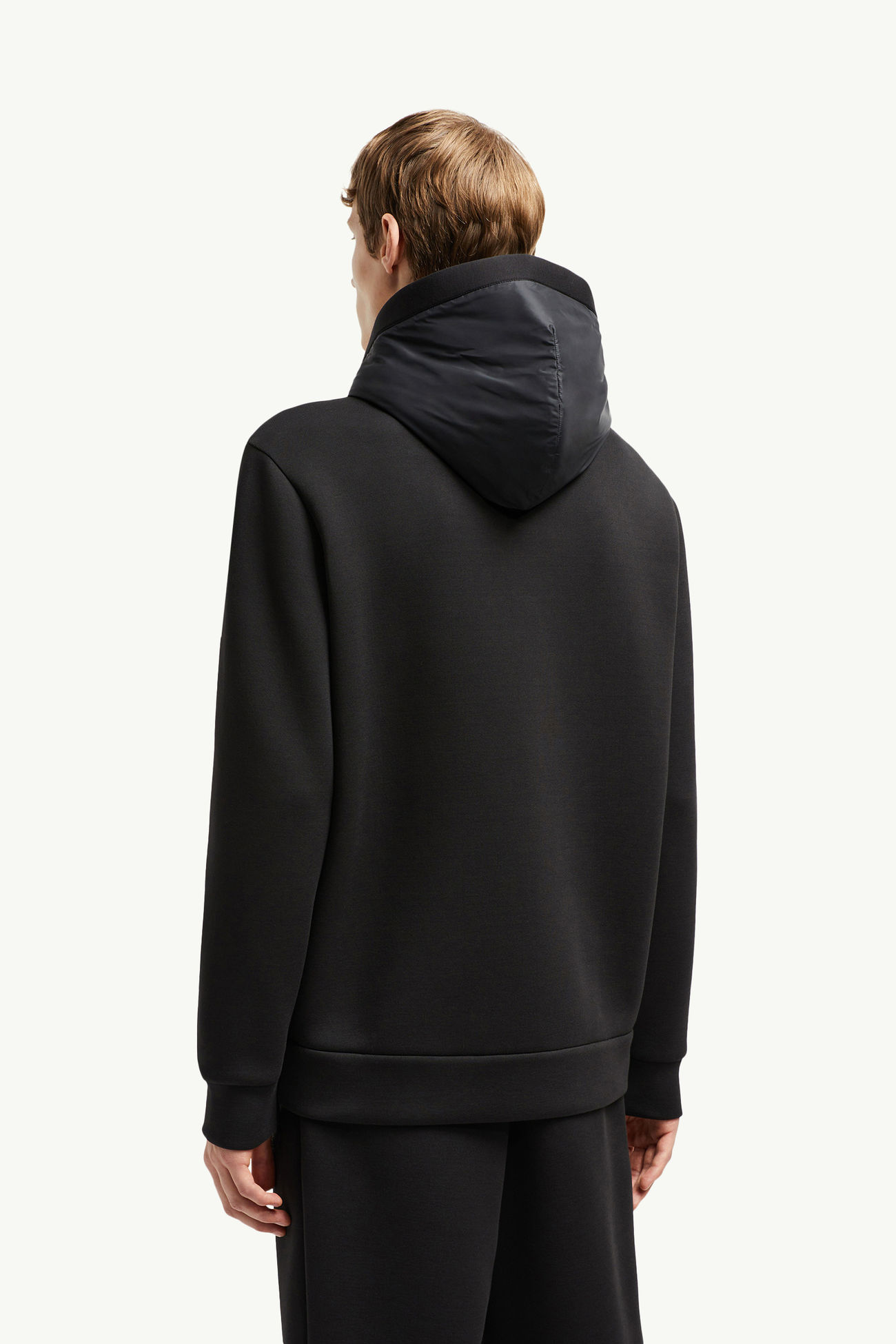 Cotton & Neoprene Zip-Up Hoodie Men Black Moncler 4
