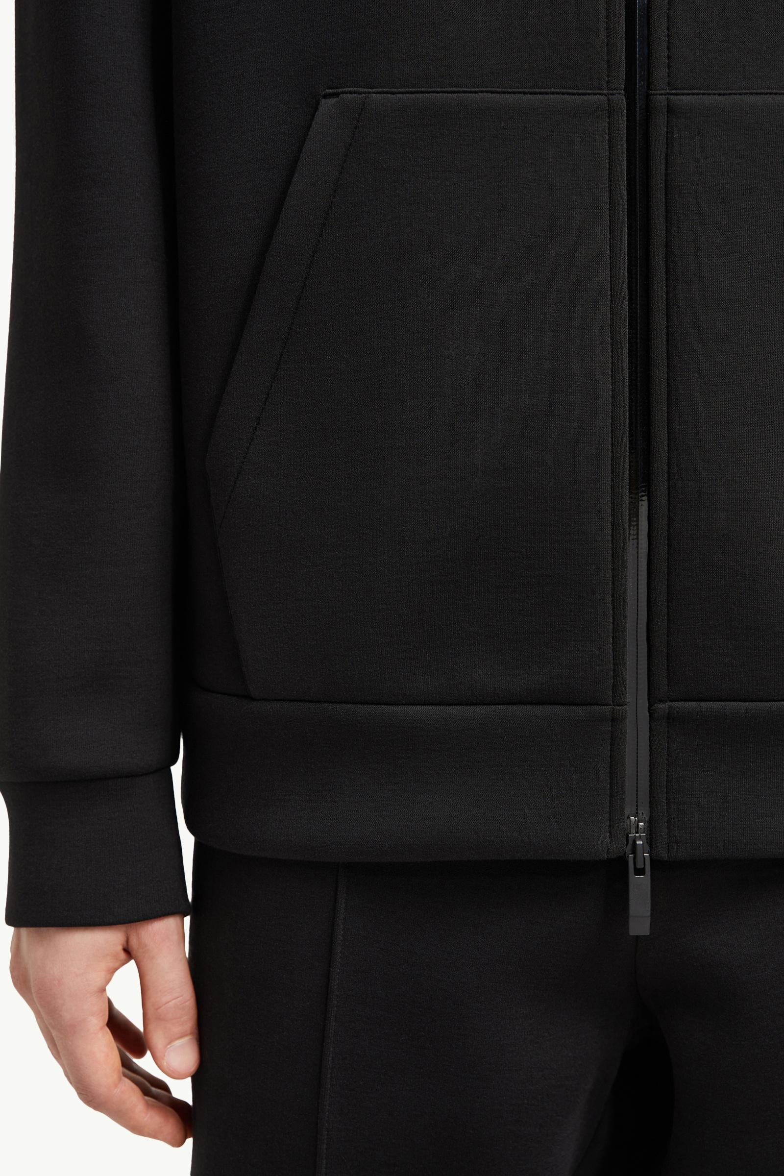 Black Cotton & Neoprene Zip-Up Hoodie - Sweatshirts for Men