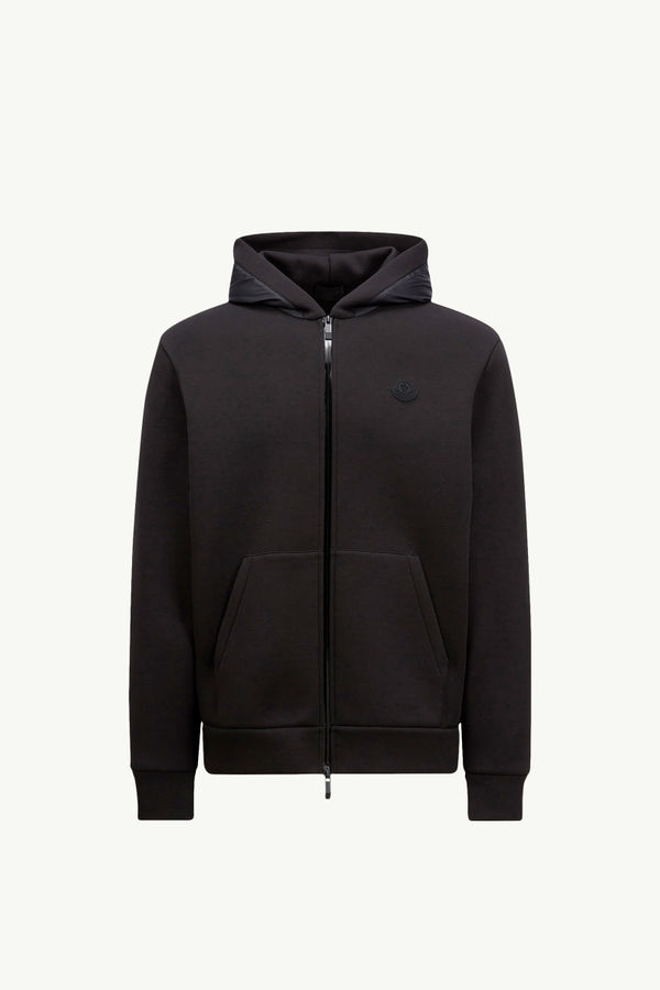 Cardigan zippé en coton et néoprène Hommes Noir Moncler 2
