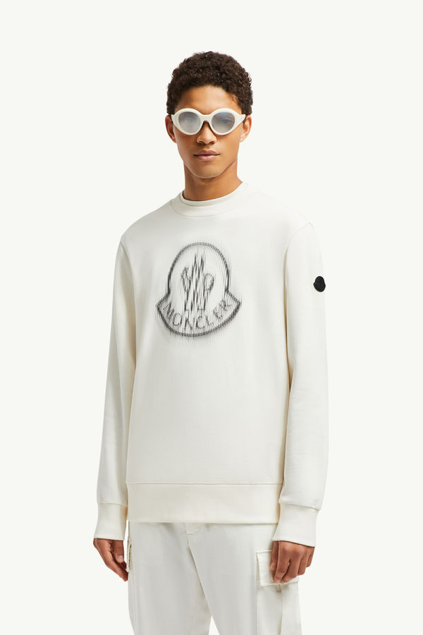 Blurred Logo Sweatshirt Men White Moncler 0