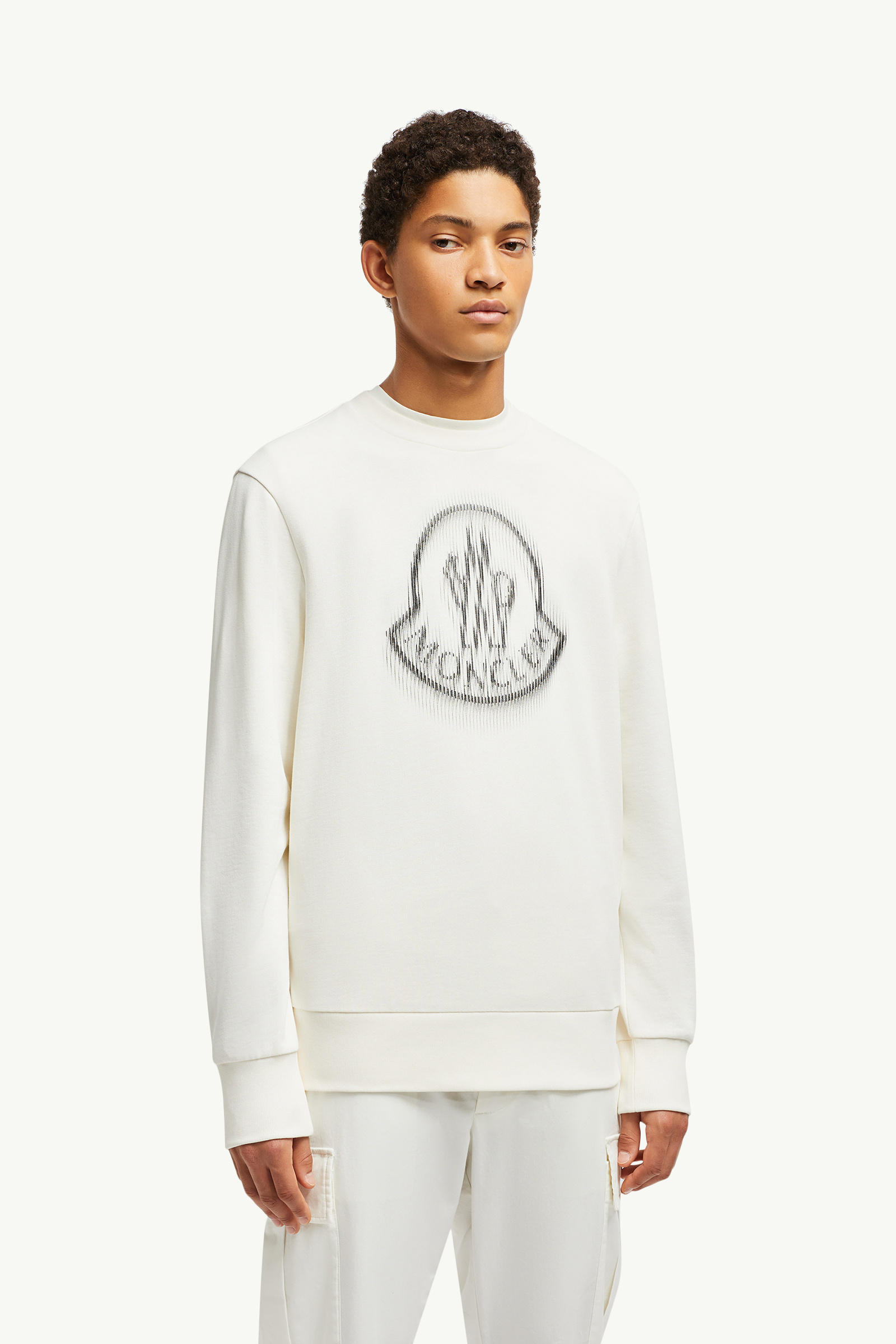 Blurred Logo Sweatshirt Men White Moncler 3