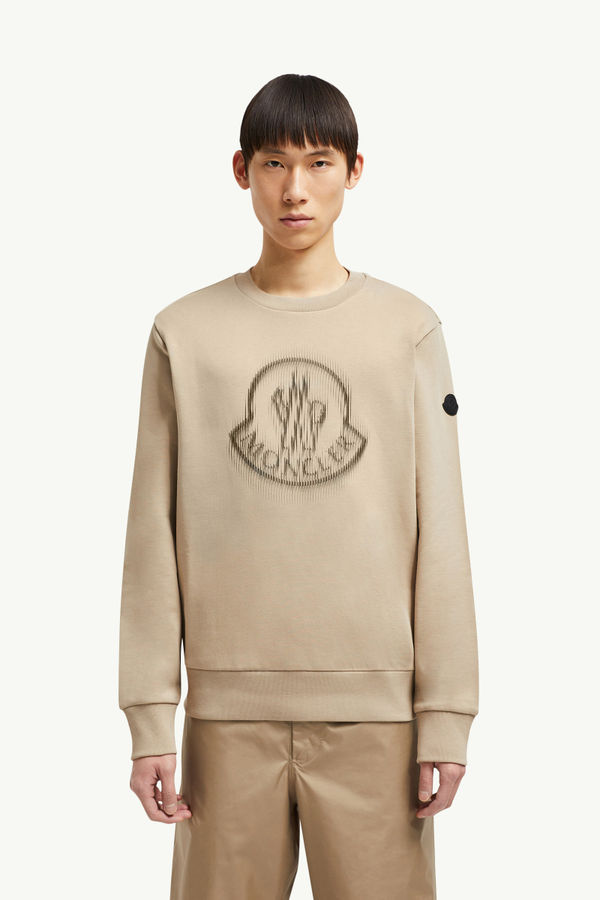 Sweat à logo flouté Hommes Beige Clair Moncler 3