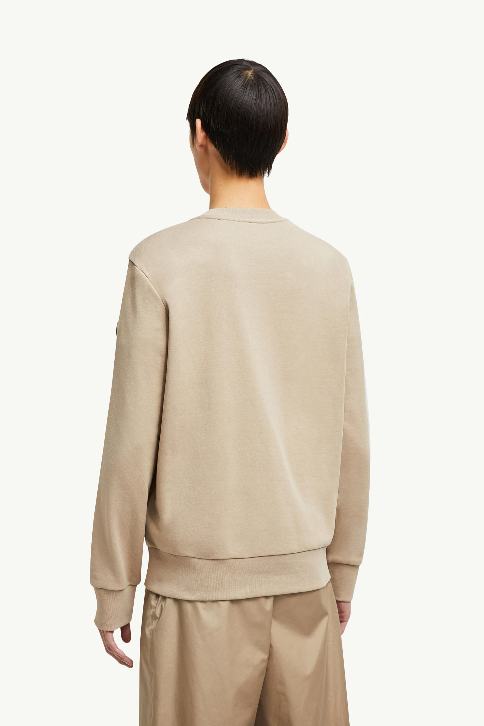 Blurred Logo Sweatshirt Men Light Beige Moncler 4
