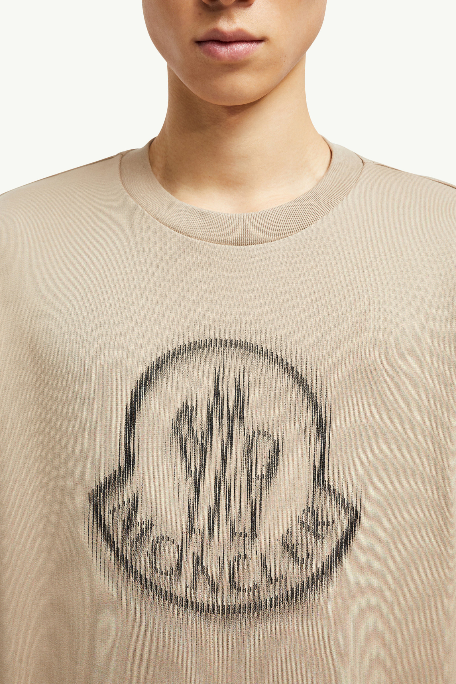 Blurred Logo Sweatshirt Men Light Beige Moncler 5