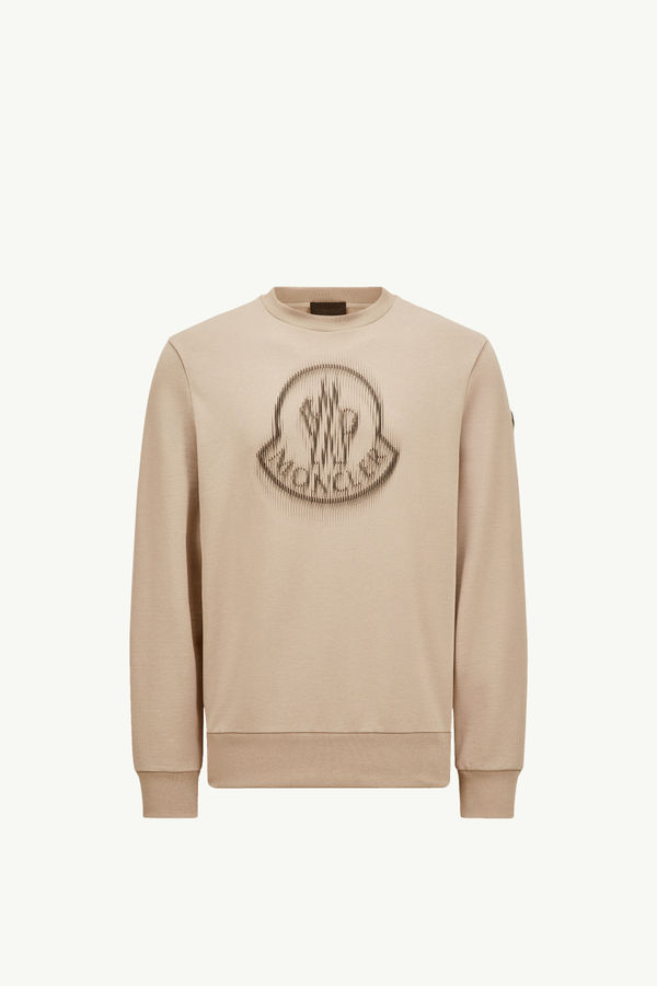 Blurred Logo Sweatshirt Men Light Beige Moncler 2