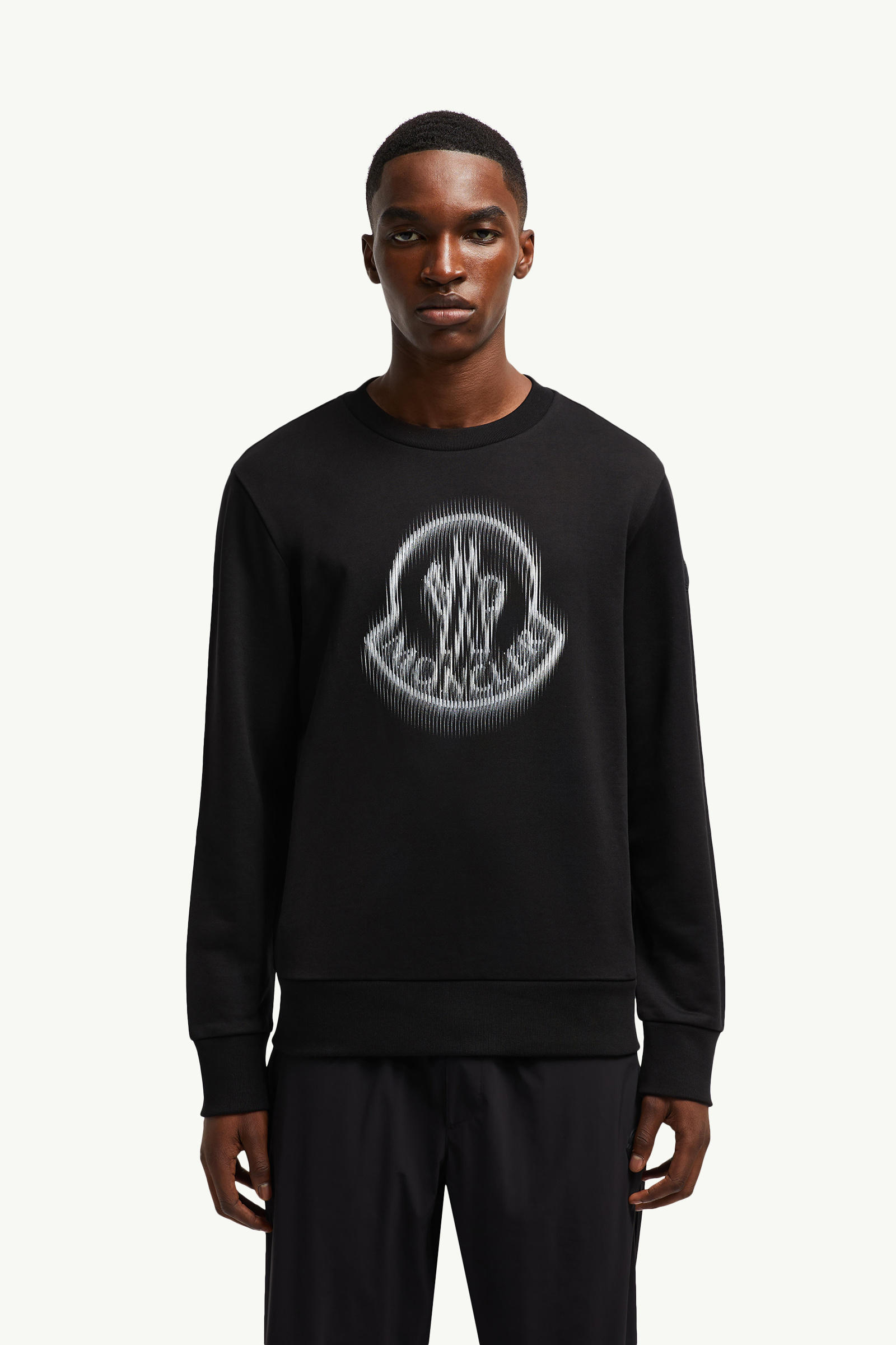 Blurred Logo Sweatshirt Men Black Moncler 3