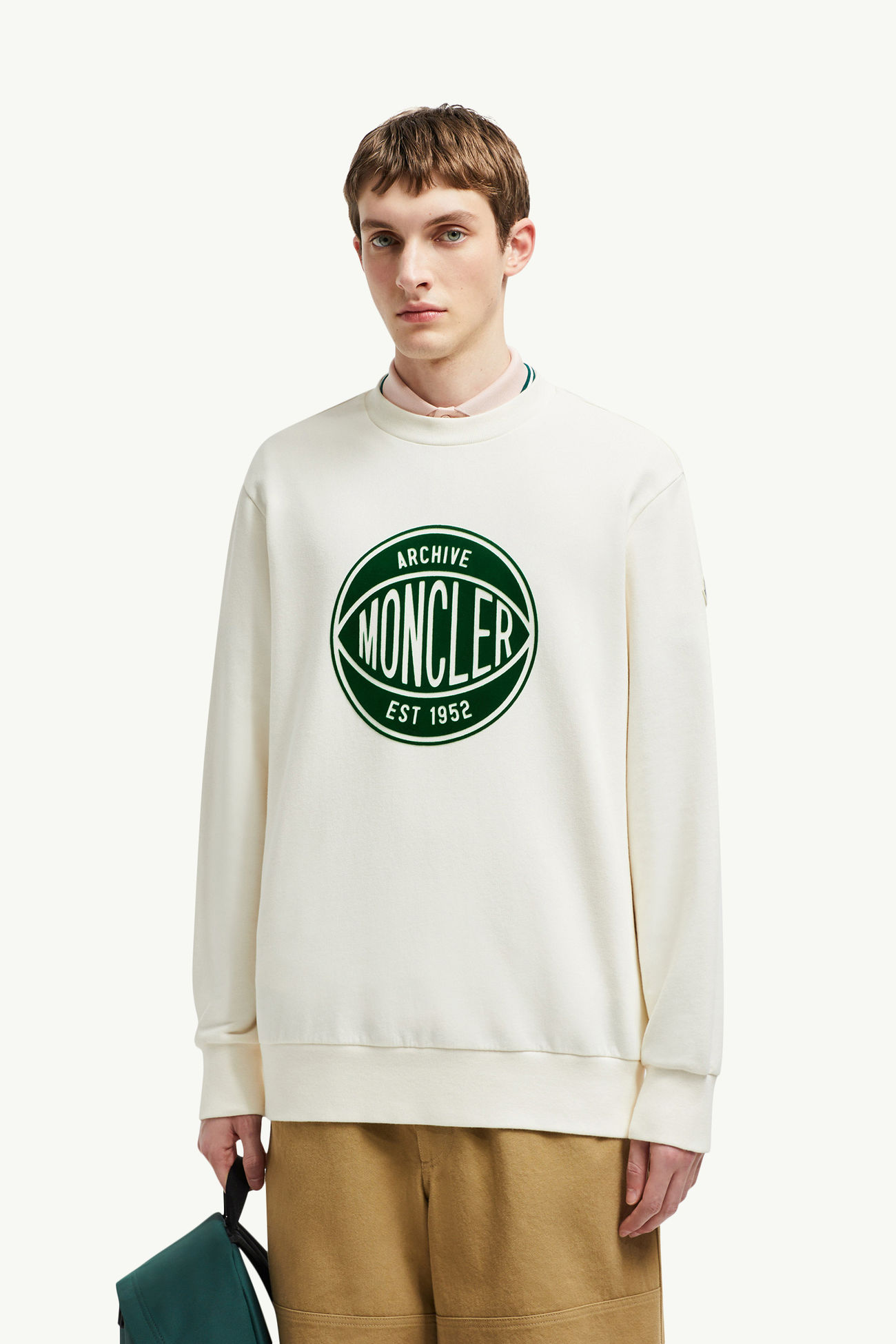 Basketball Logo Cotton Sweatshirt Men White Moncler 0