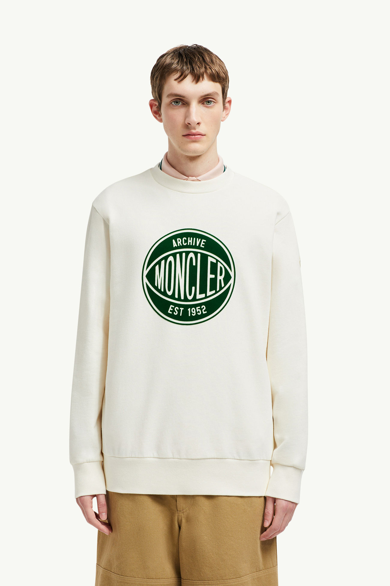 Basketball Logo Cotton Sweatshirt Men White Moncler 3