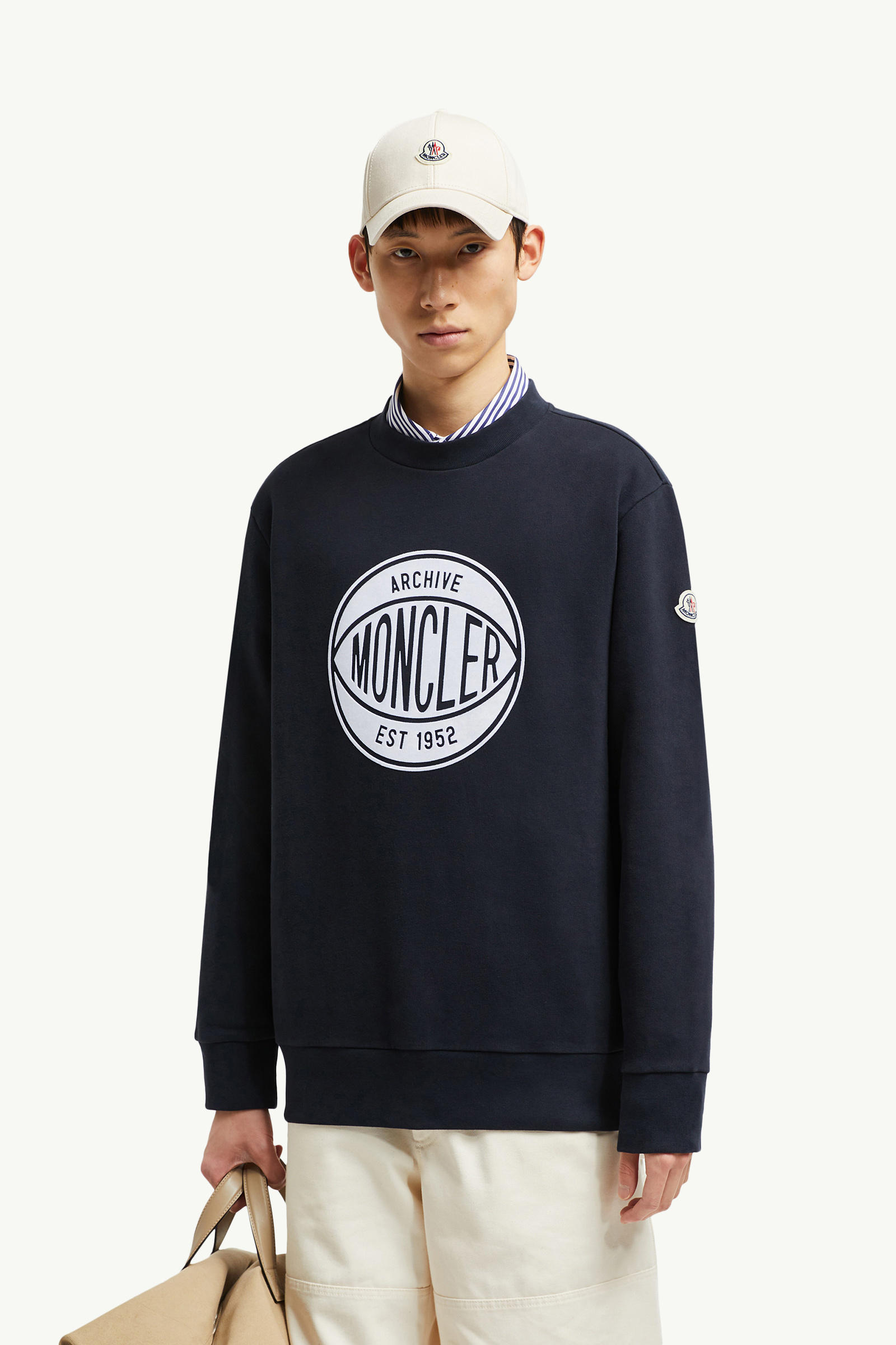 Basketball Logo Cotton Sweatshirt Men Navy Blue Moncler 0