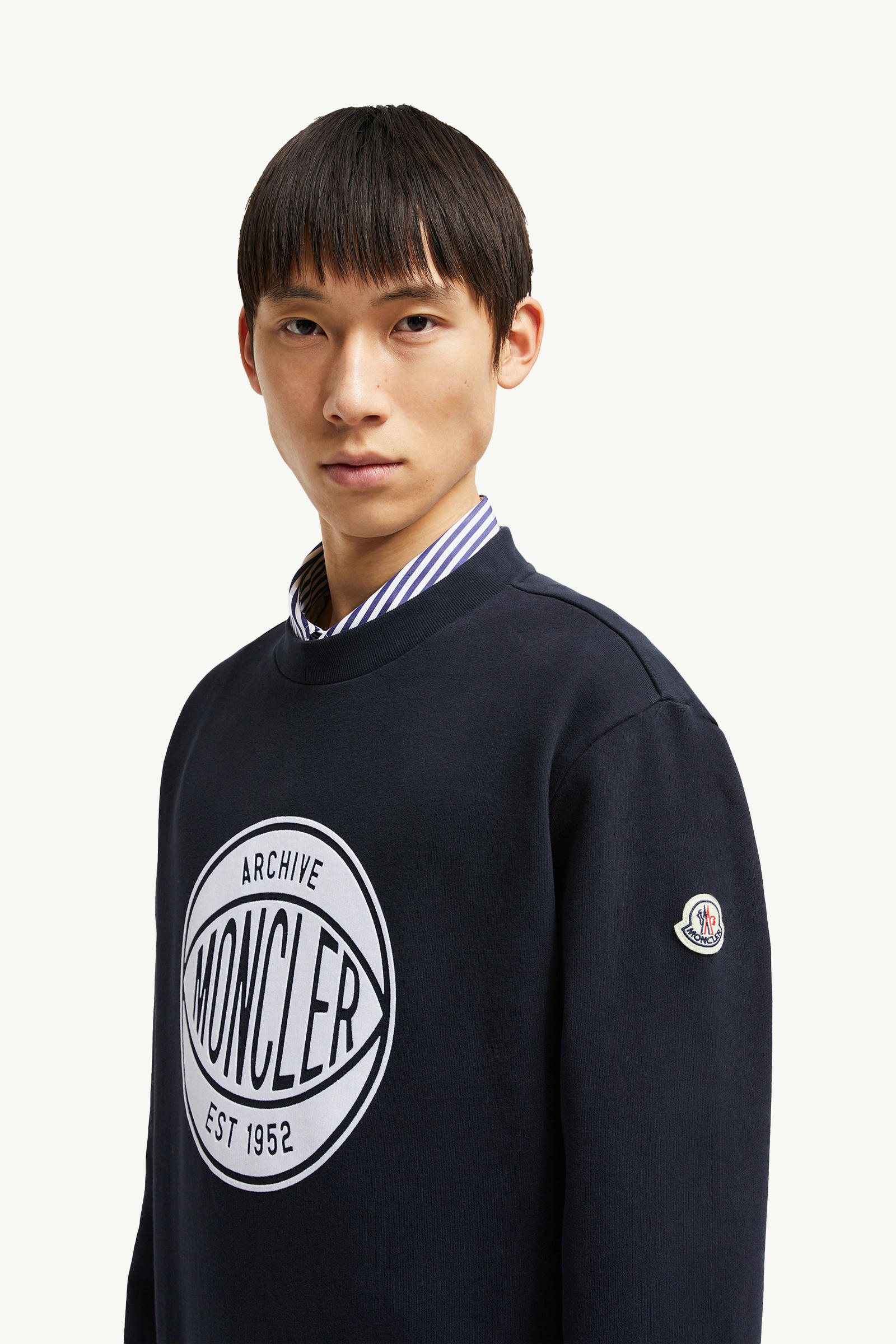 Basketball Logo Cotton Sweatshirt Men Navy Blue Moncler 1