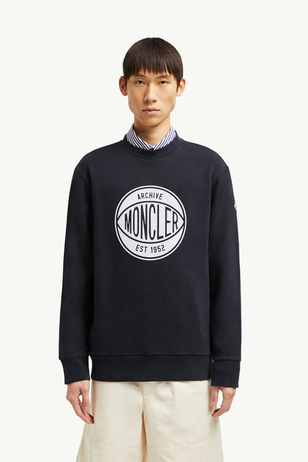 Basketball Logo Cotton Sweatshirt Men Navy Blue Moncler 3