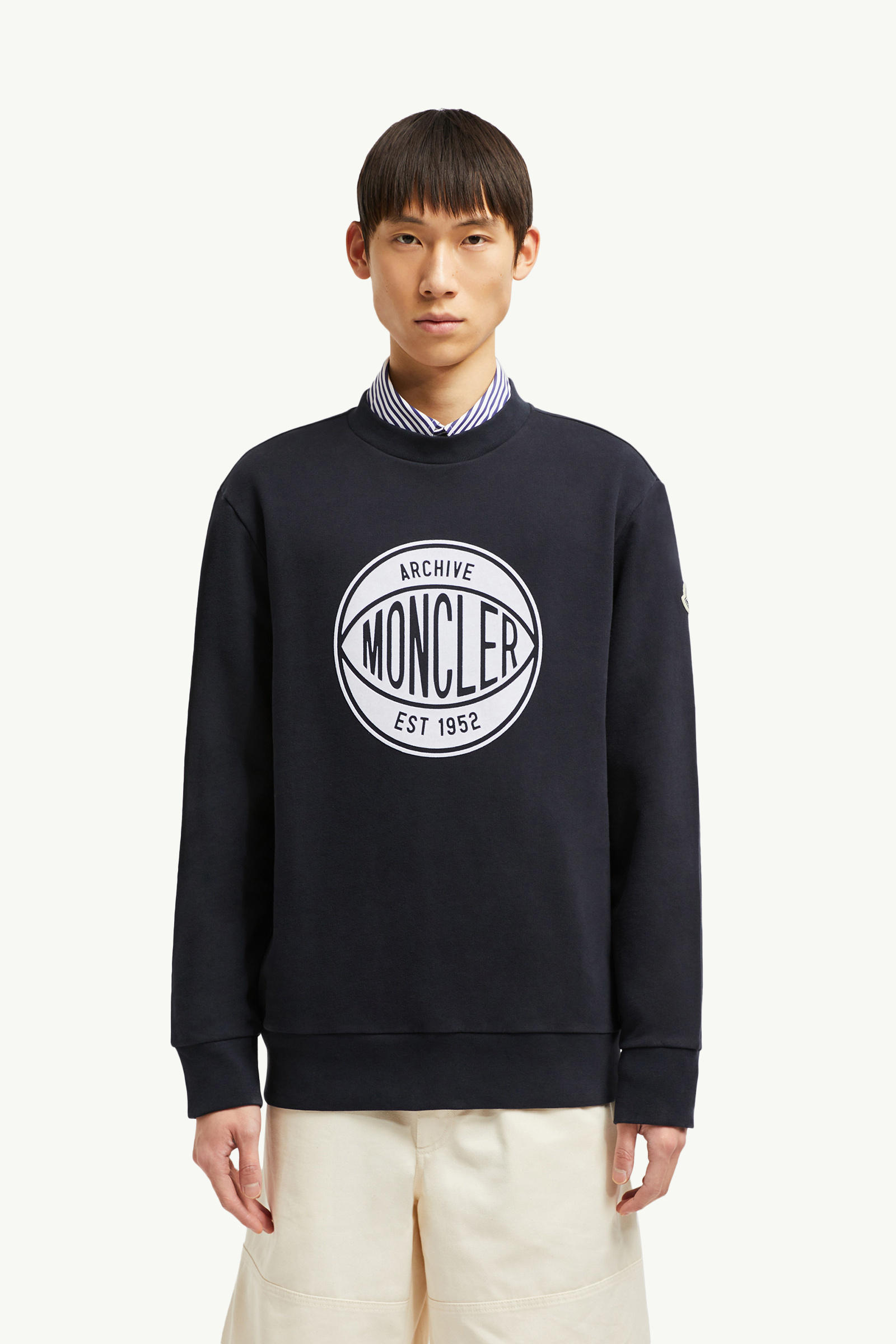 Basketball Logo Cotton Sweatshirt Men Navy Blue Moncler 3