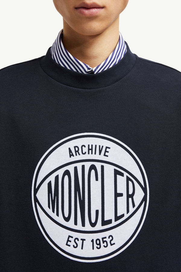 Basketball Logo Cotton Sweatshirt Men Navy Blue Moncler 5