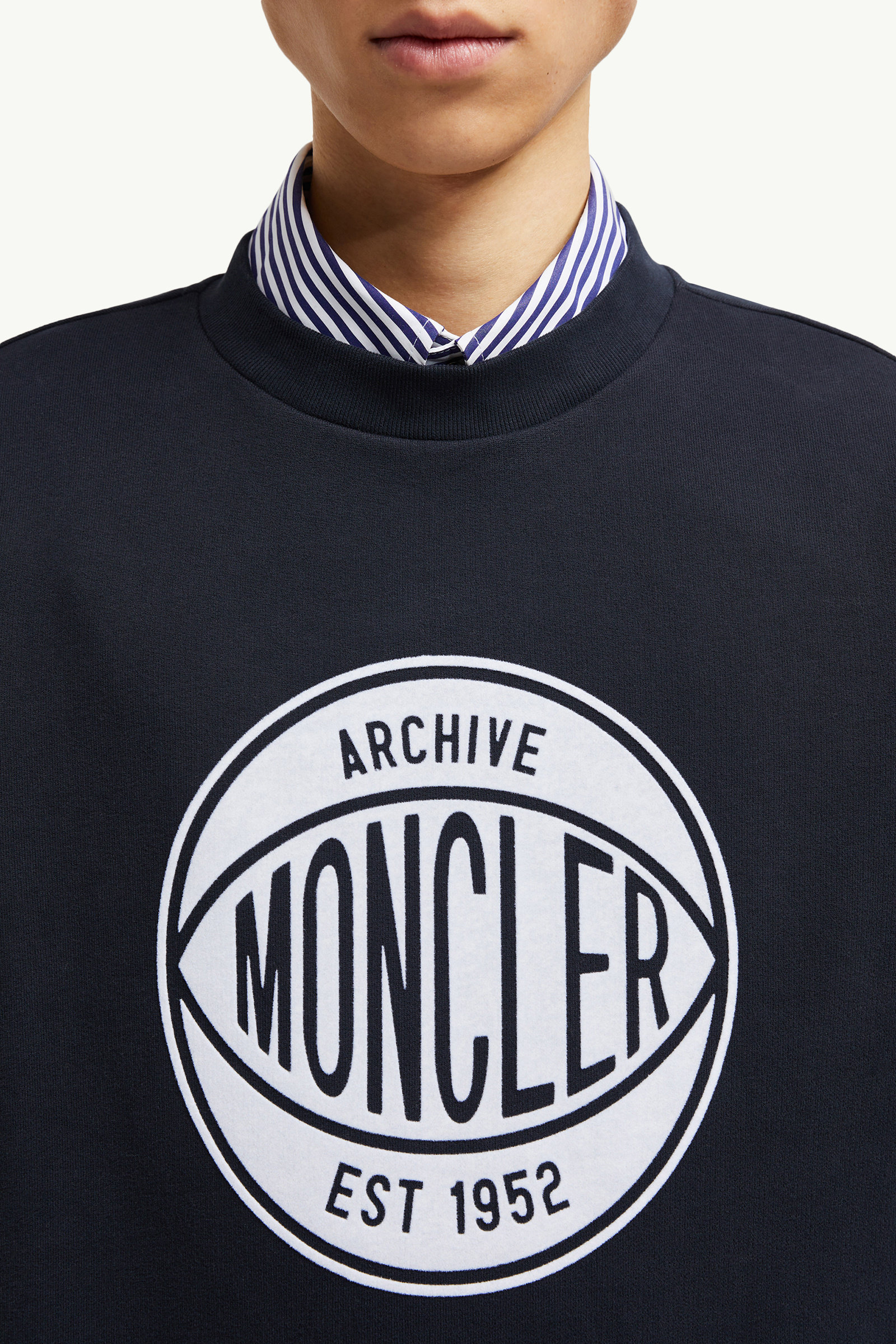 Basketball Logo Cotton Sweatshirt Men Navy Blue Moncler 5