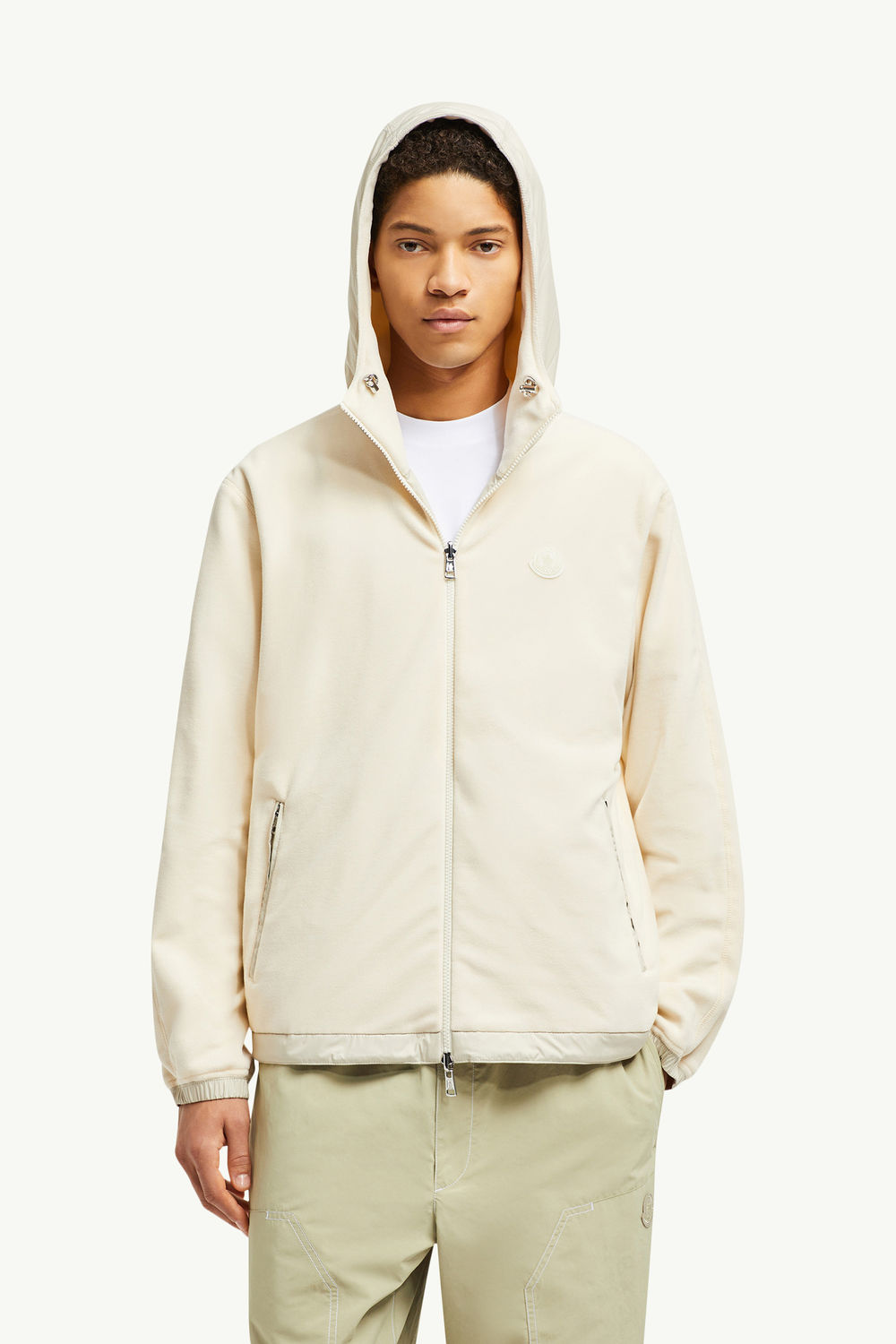 Cardigan zippé réversible en molleton Hommes Beige Clair Moncler 0