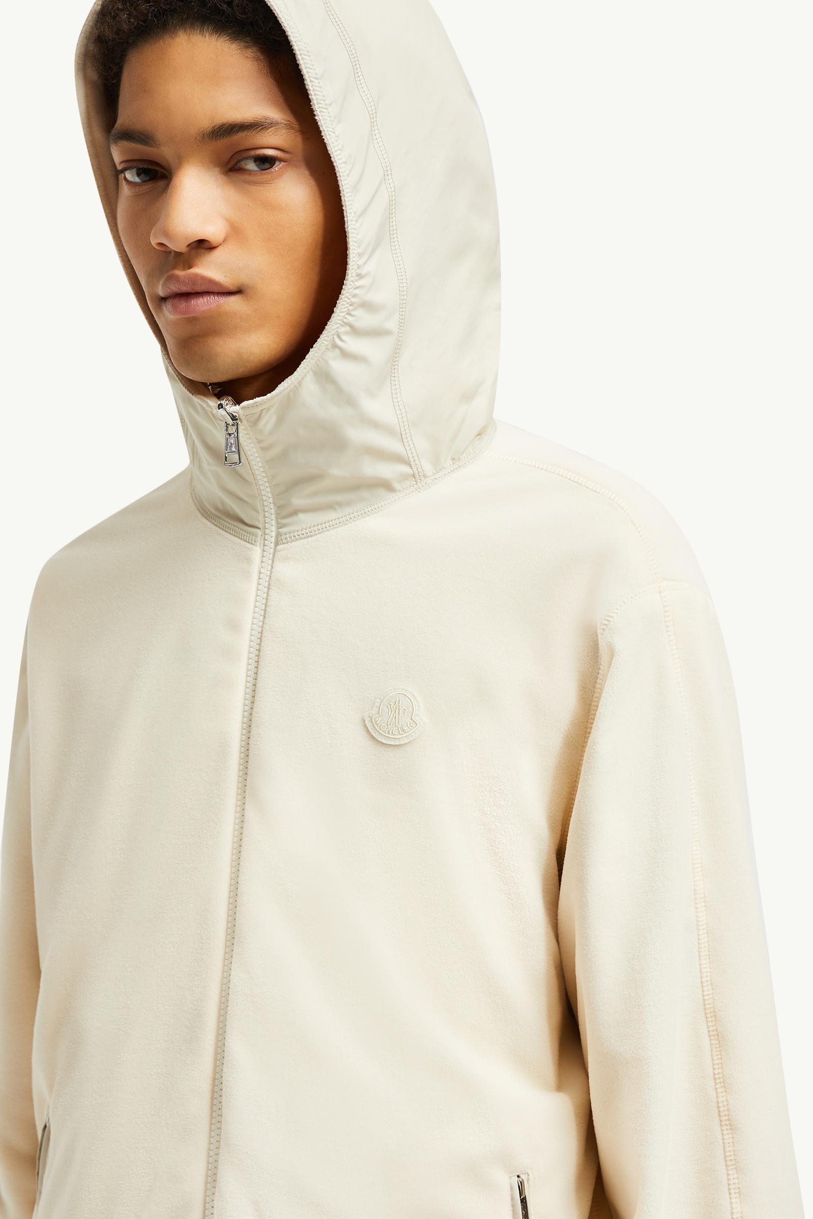 Reversible Fleece Zip-Up Hoodie Men Light Beige Moncler 1