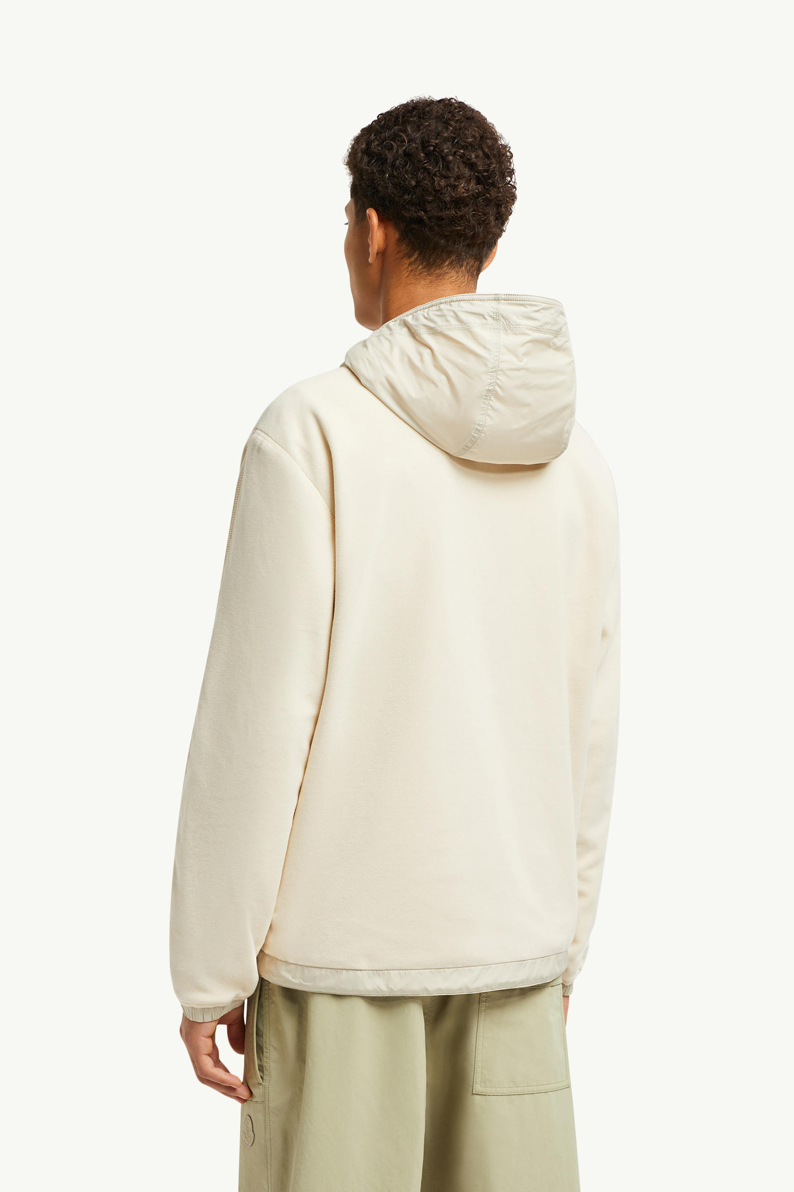 Reversible Fleece Zip-Up Hoodie Men Light Beige Moncler 4