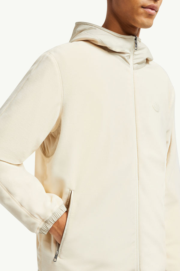 Reversible Fleece Zip-Up Hoodie Men Light Beige Moncler 5