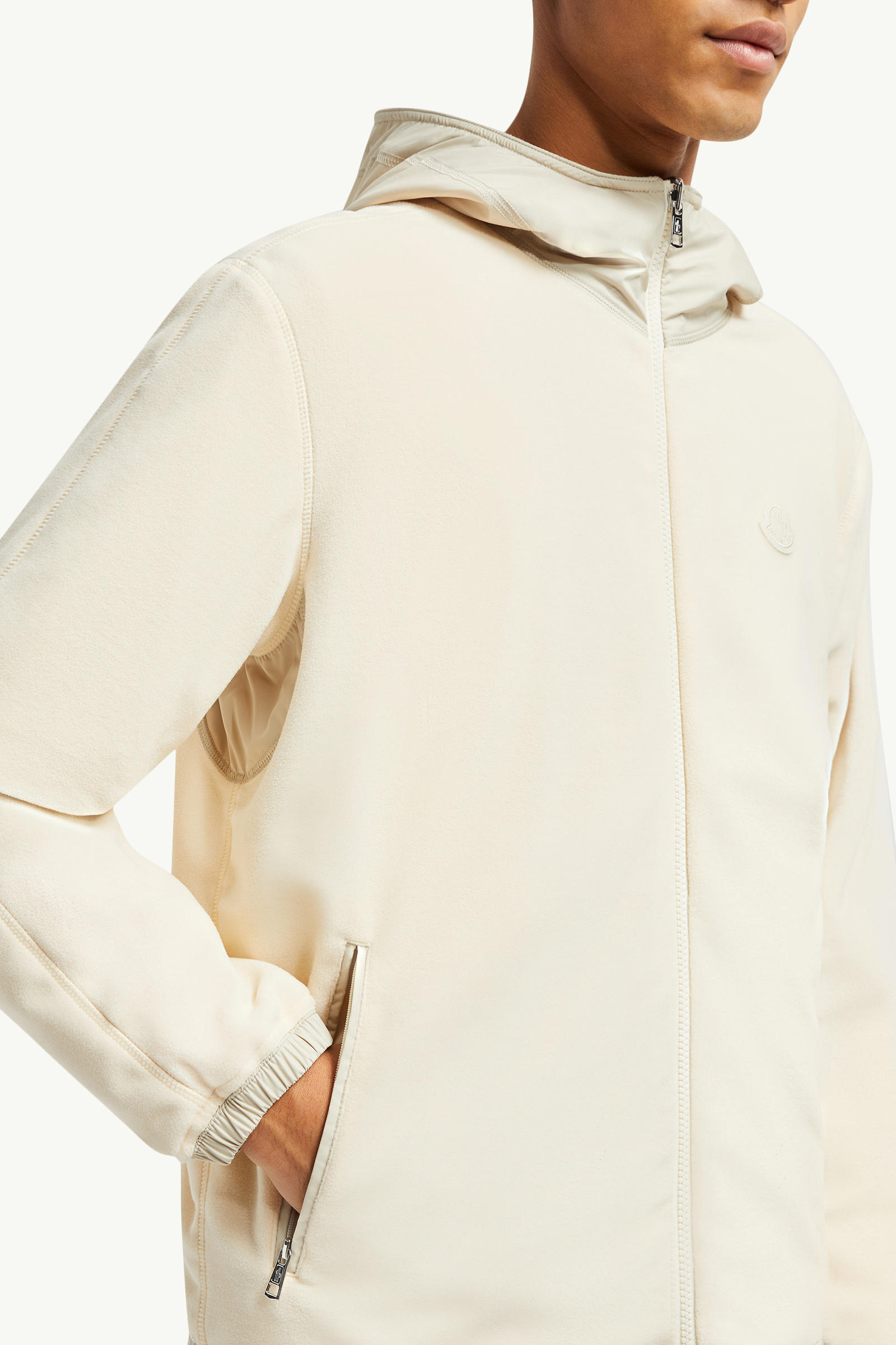 Reversible Fleece Zip-Up Hoodie Men Light Beige Moncler 5