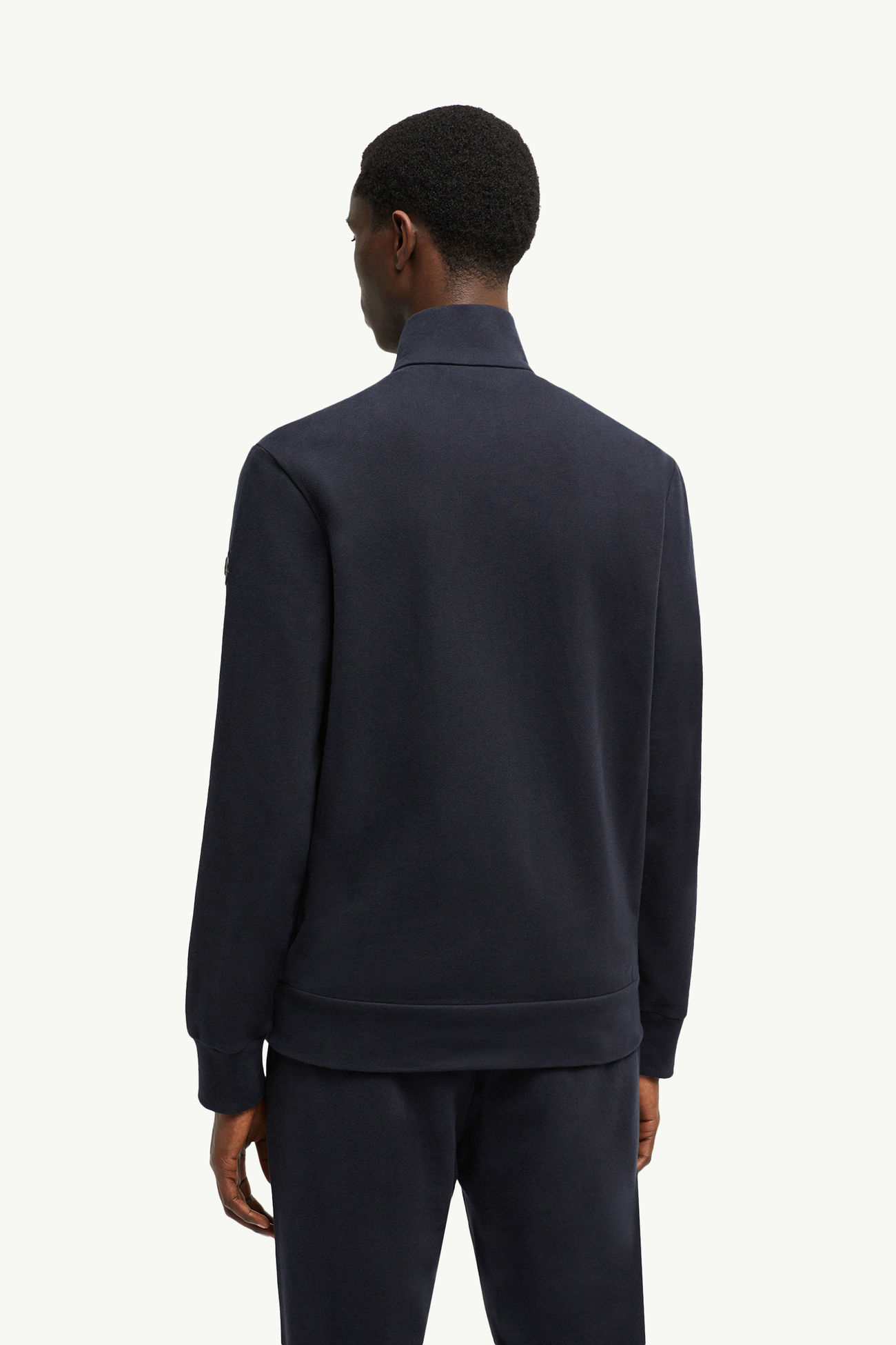 Suede-Trimmed Cotton & Cashmere Sweatshirt Men Navy Blue Moncler 4