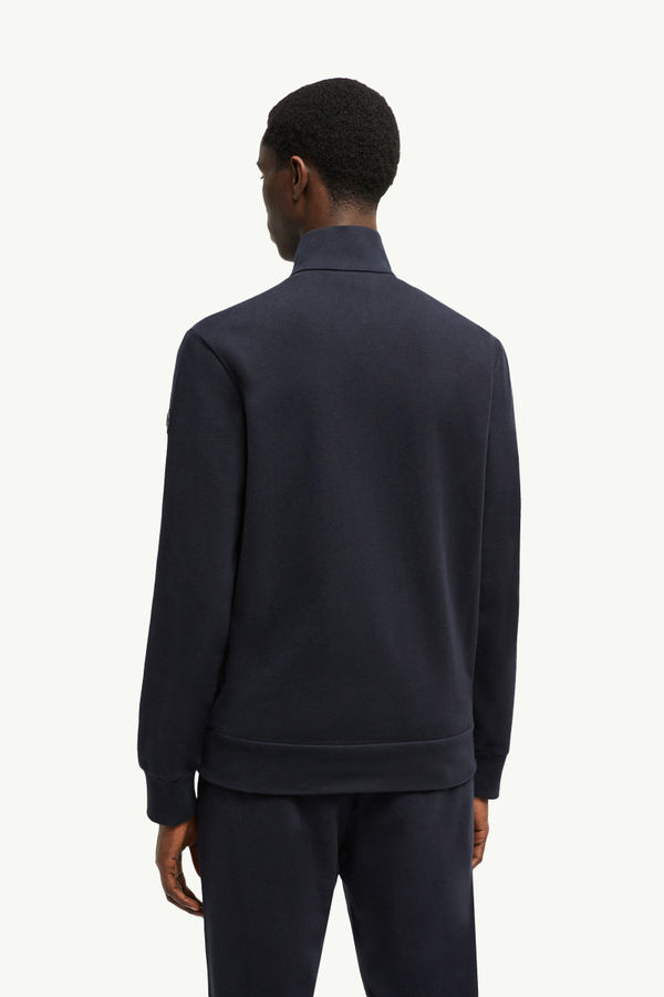 Suede-Trimmed Cotton & Cashmere Sweatshirt Men Navy Blue Moncler 4
