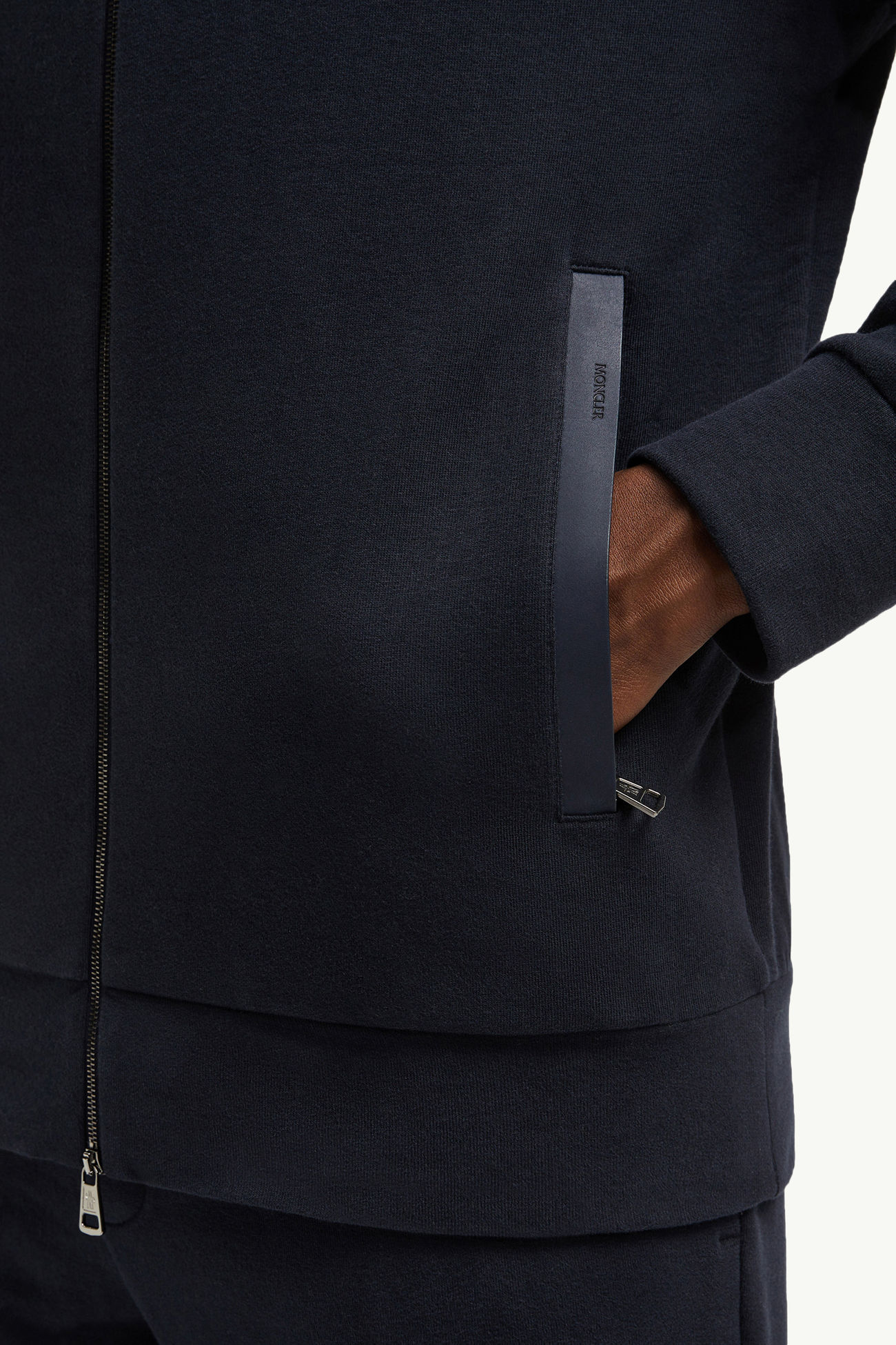 Suede-Trimmed Cotton & Cashmere Sweatshirt Men Navy Blue Moncler 5