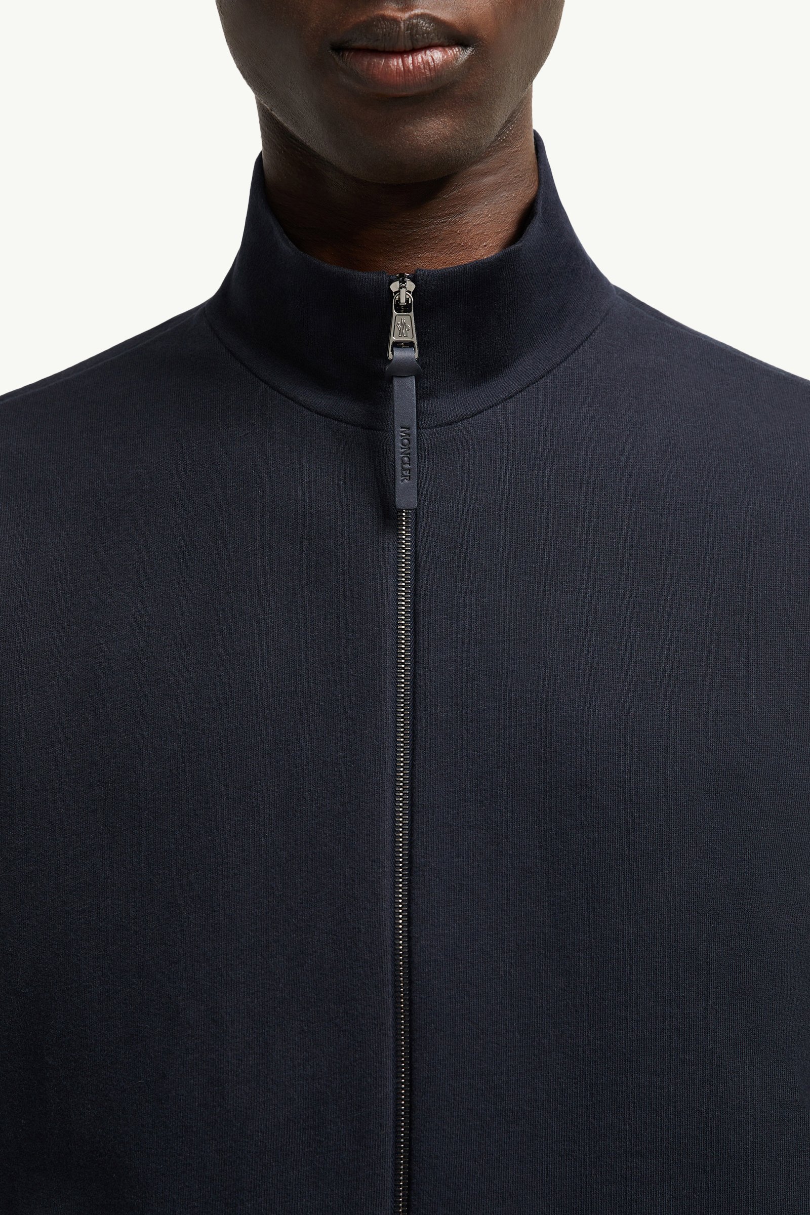 Navy Blue Suede-Trimmed Cotton & Cashmere Sweatshirt