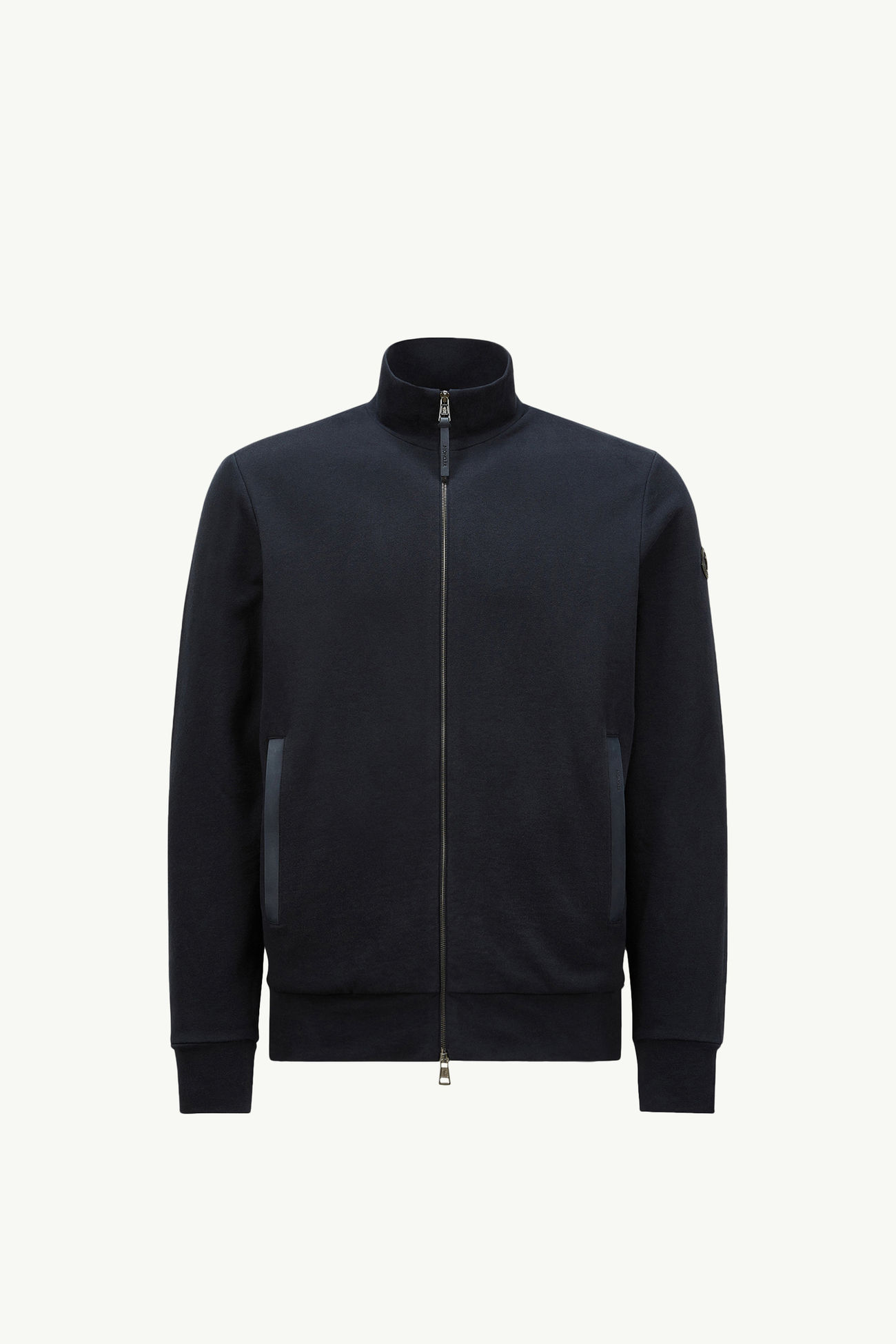 Suede-Trimmed Cotton & Cashmere Sweatshirt Men Navy Blue Moncler 2