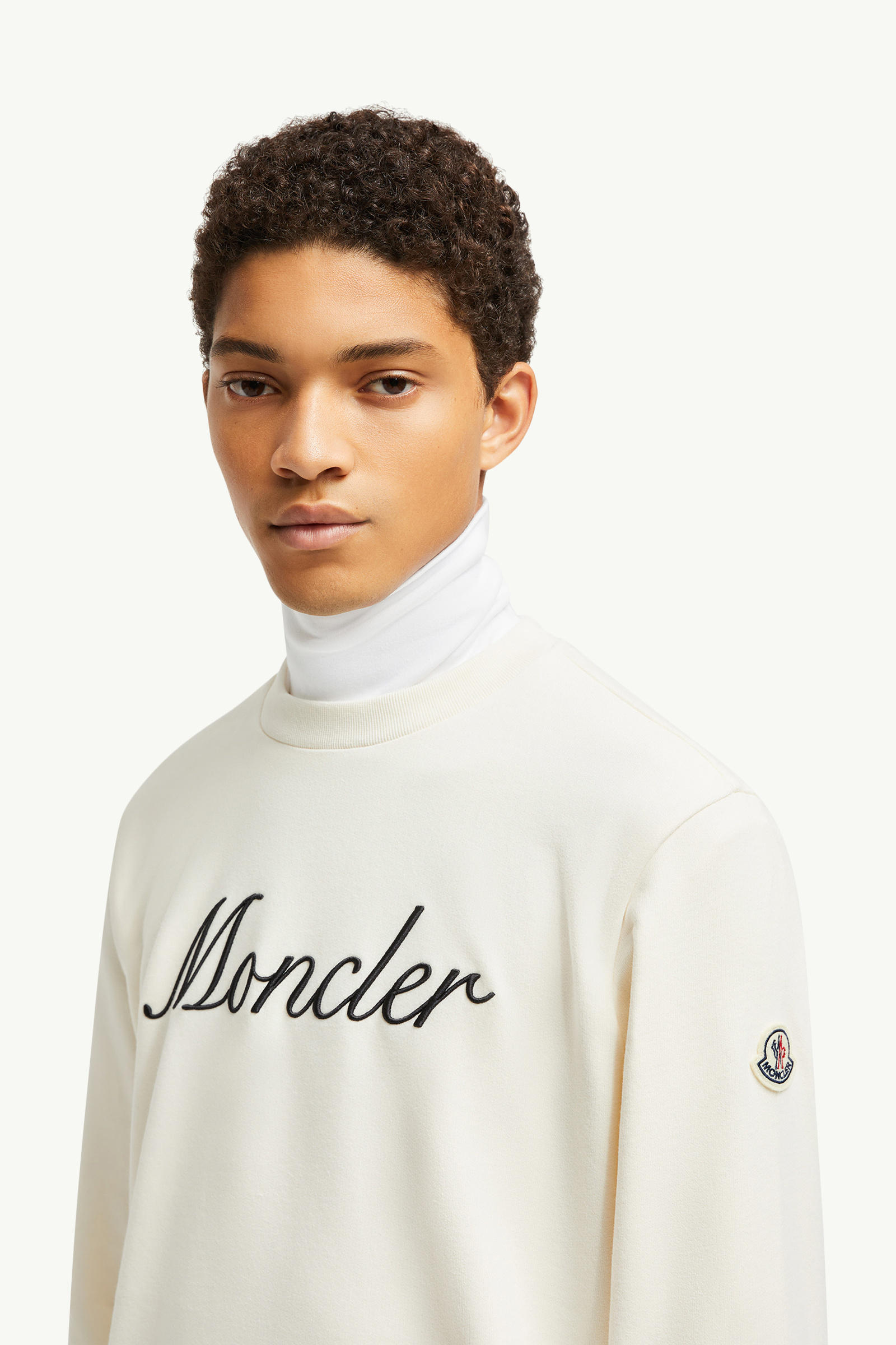 Sweatshirt aus Baumwolle mit gesticktem Logo Herren Weiß-Elfenbein Moncler 1