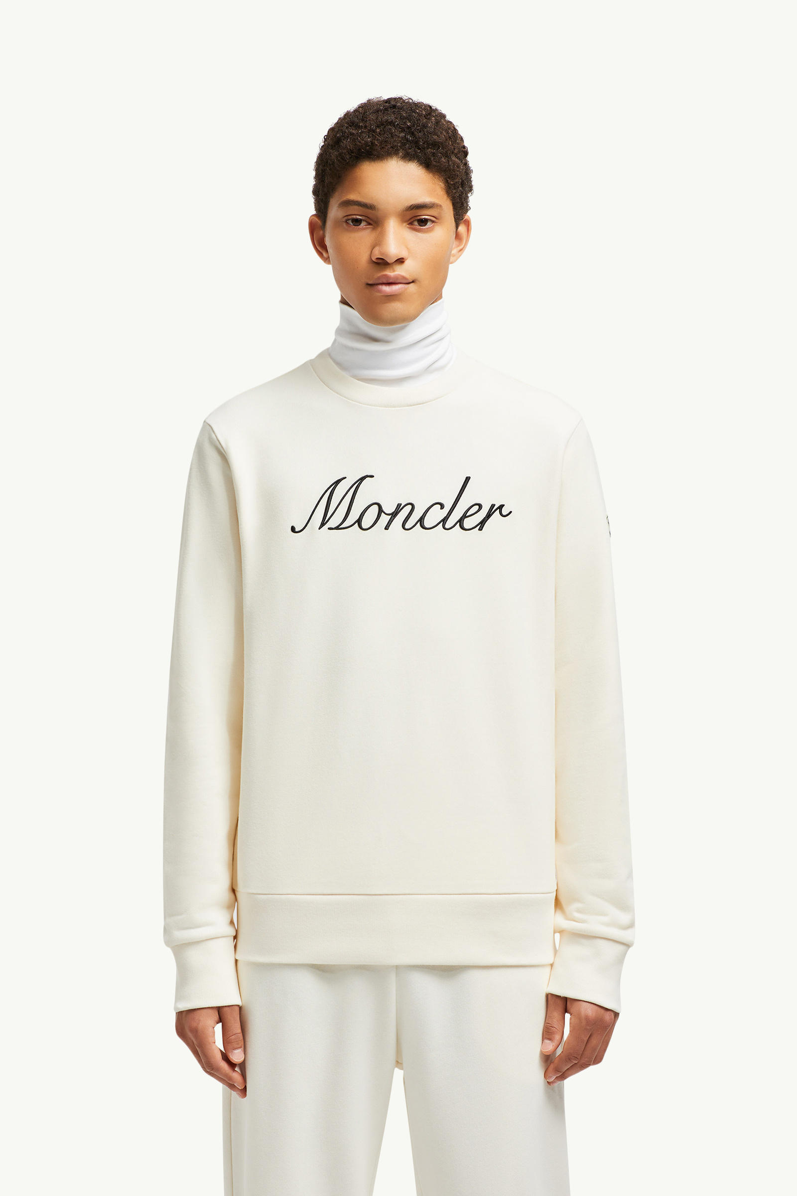 Sweatshirt aus Baumwolle mit gesticktem Logo Herren Weiß-Elfenbein Moncler 3
