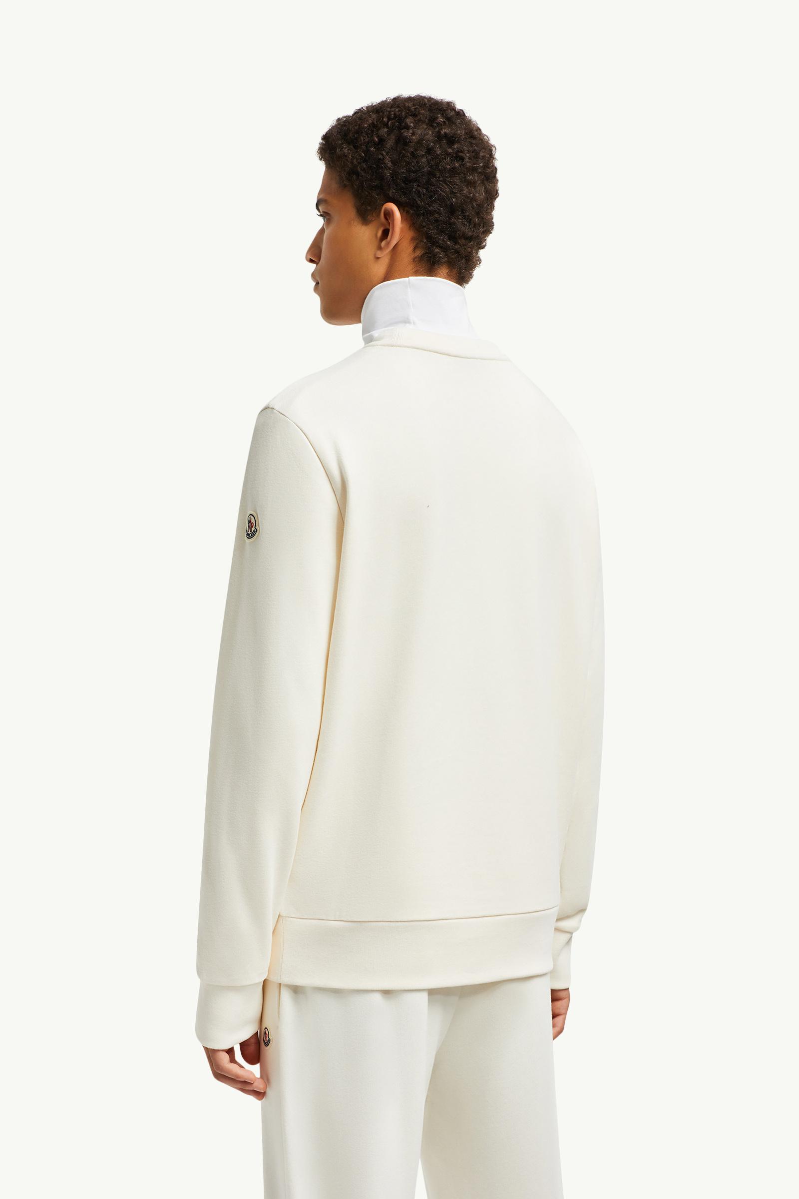 White Ivory Embroidered Logo Cotton Sweatshirt - Sweatshirts for