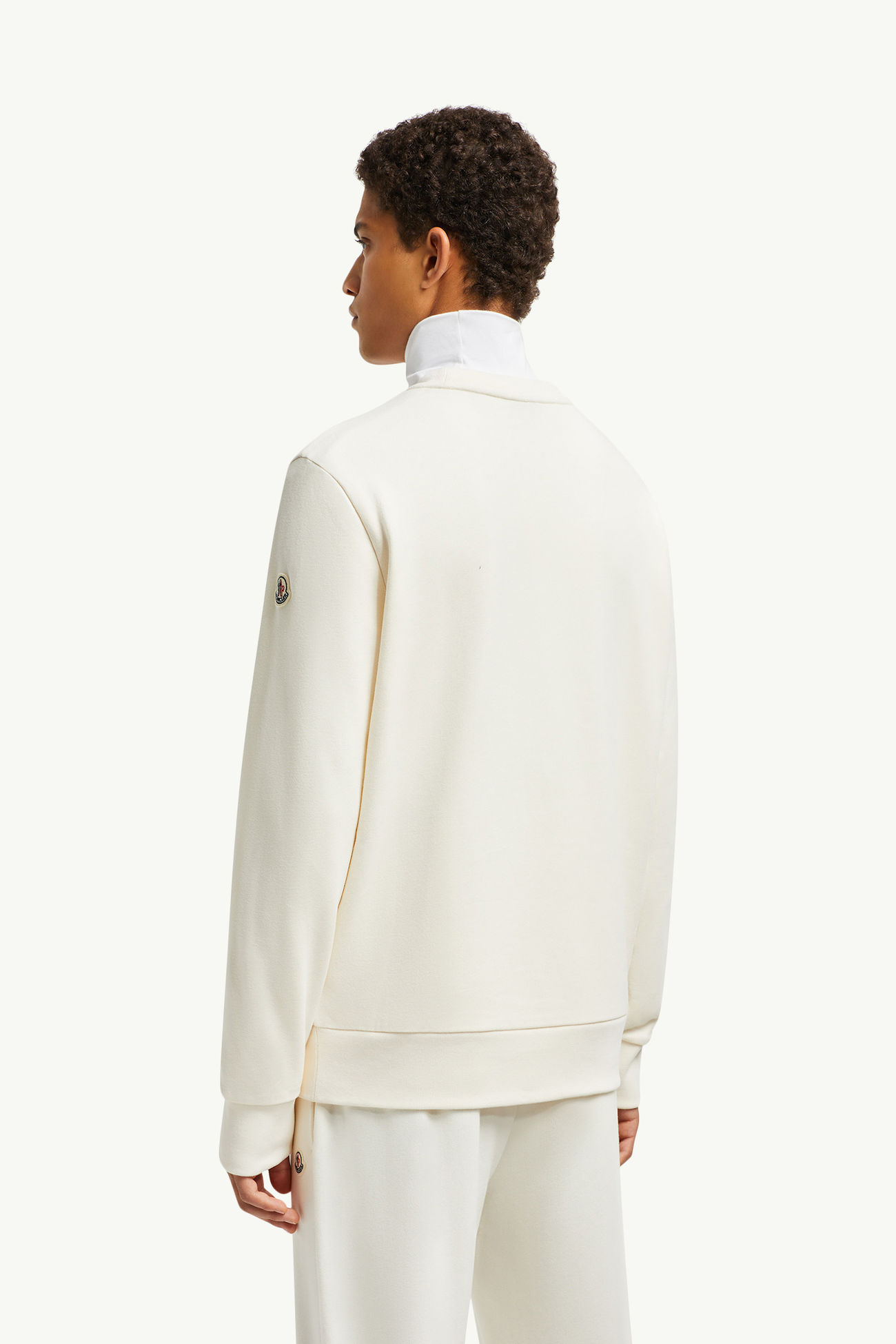 Sweatshirt aus Baumwolle mit gesticktem Logo Herren Weiß-Elfenbein Moncler 4