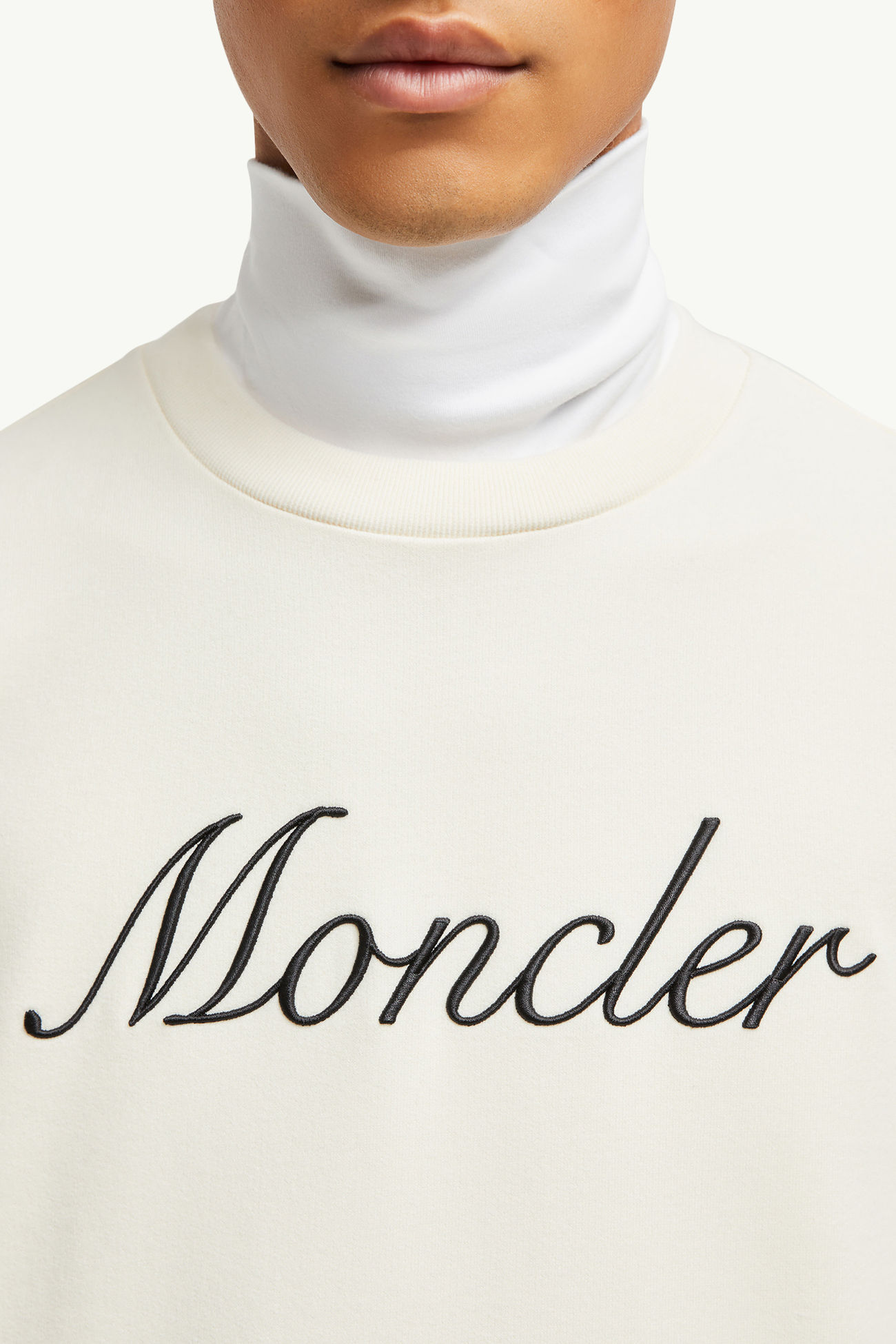 Sweatshirt aus Baumwolle mit gesticktem Logo Herren Weiß-Elfenbein Moncler 5