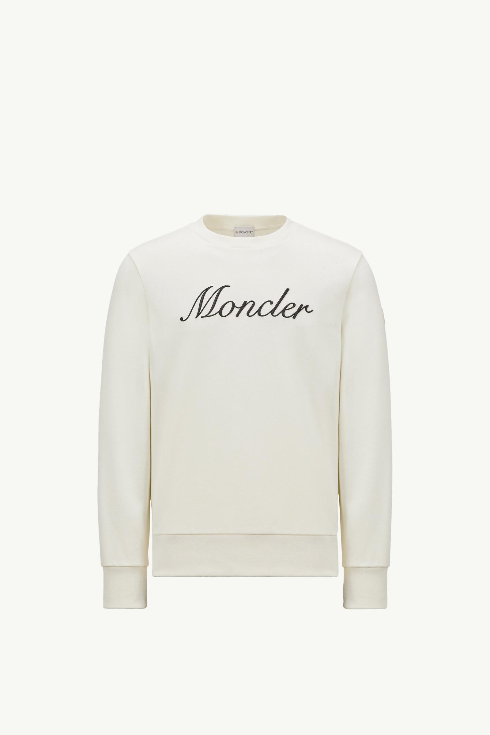 White Ivory Embroidered Logo Cotton Sweatshirt - Sweatshirts for