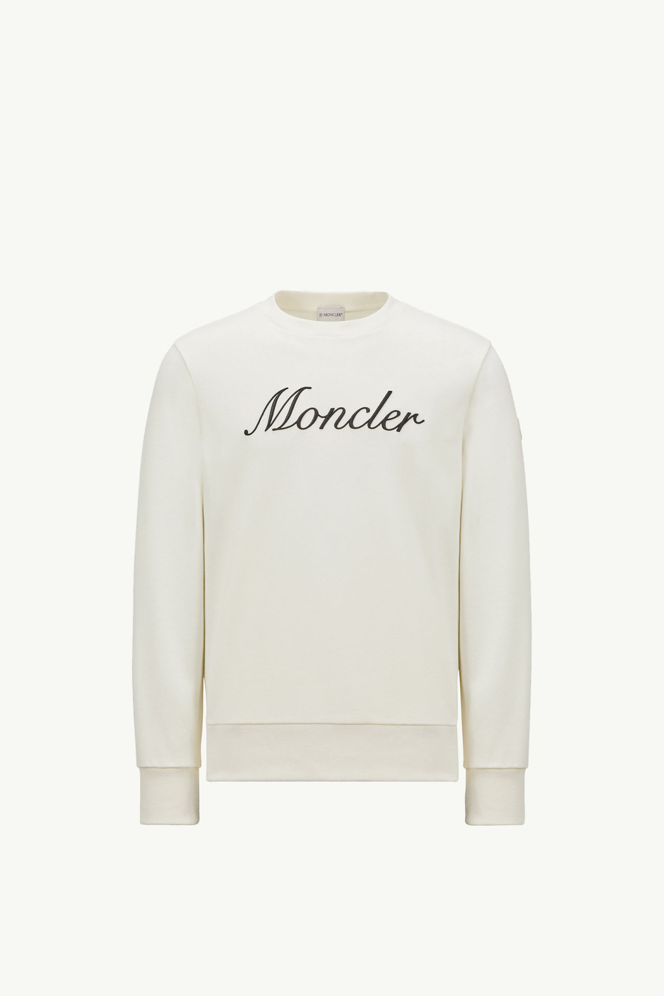 Embroidered Logo Cotton Sweatshirt Men White Ivory Moncler 2