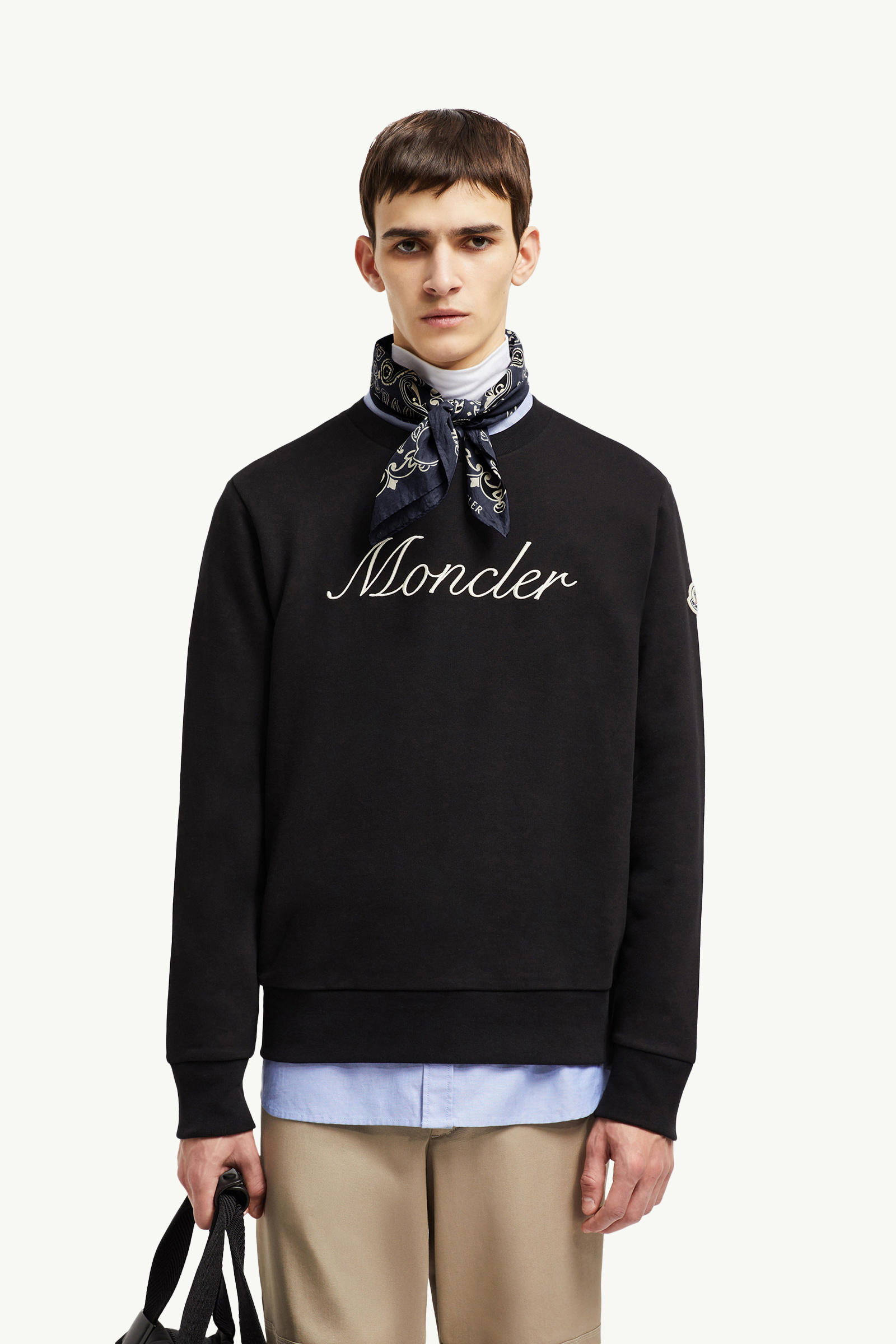刺繡標誌棉質衛衣 男士 黑色 Moncler 0