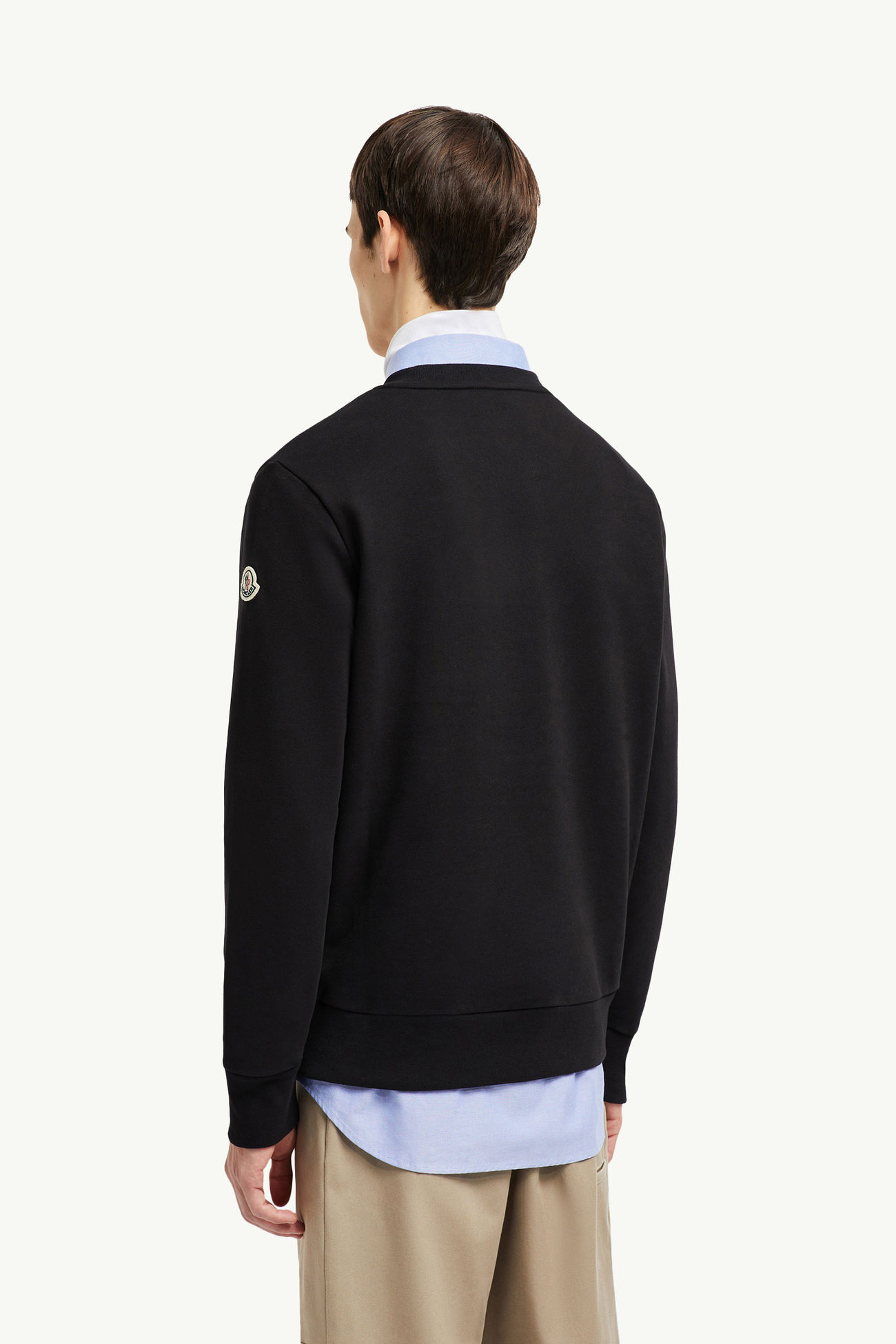 Sudadera de algodón con logotipo bordado Hombre Negro Moncler 4