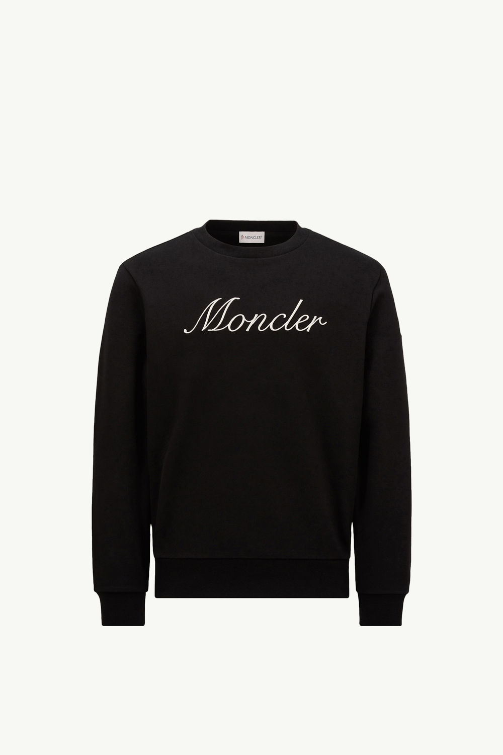 Embroidered Logo Cotton Sweatshirt Men Black Moncler 2