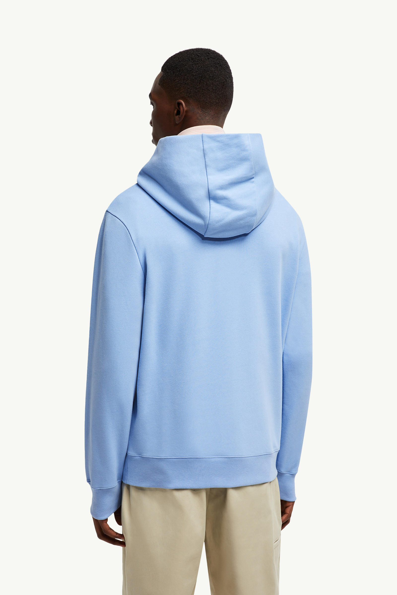 Logo Patch Cotton Hoodie Men Light Blue Moncler 4